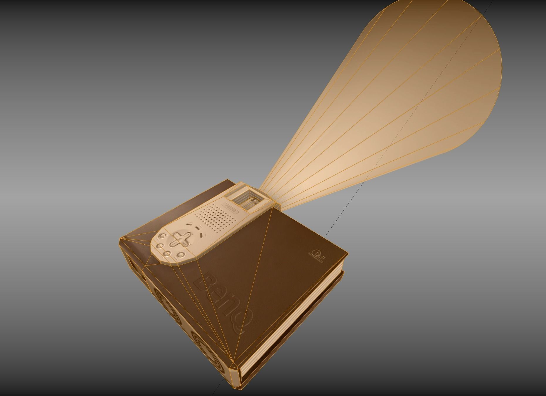 Low-poly Beamer projector with remote control Low-poly 3D model_15