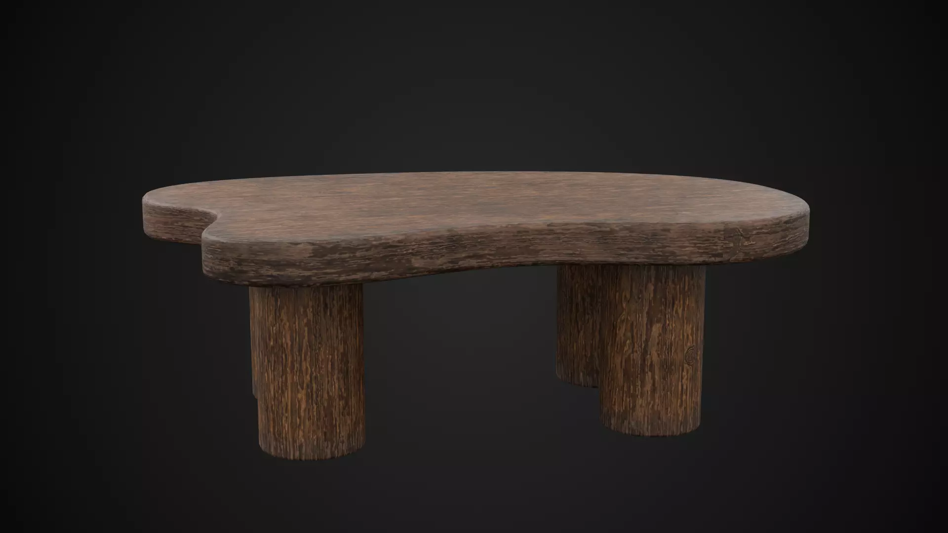 wooden table Low-poly 3D model_2