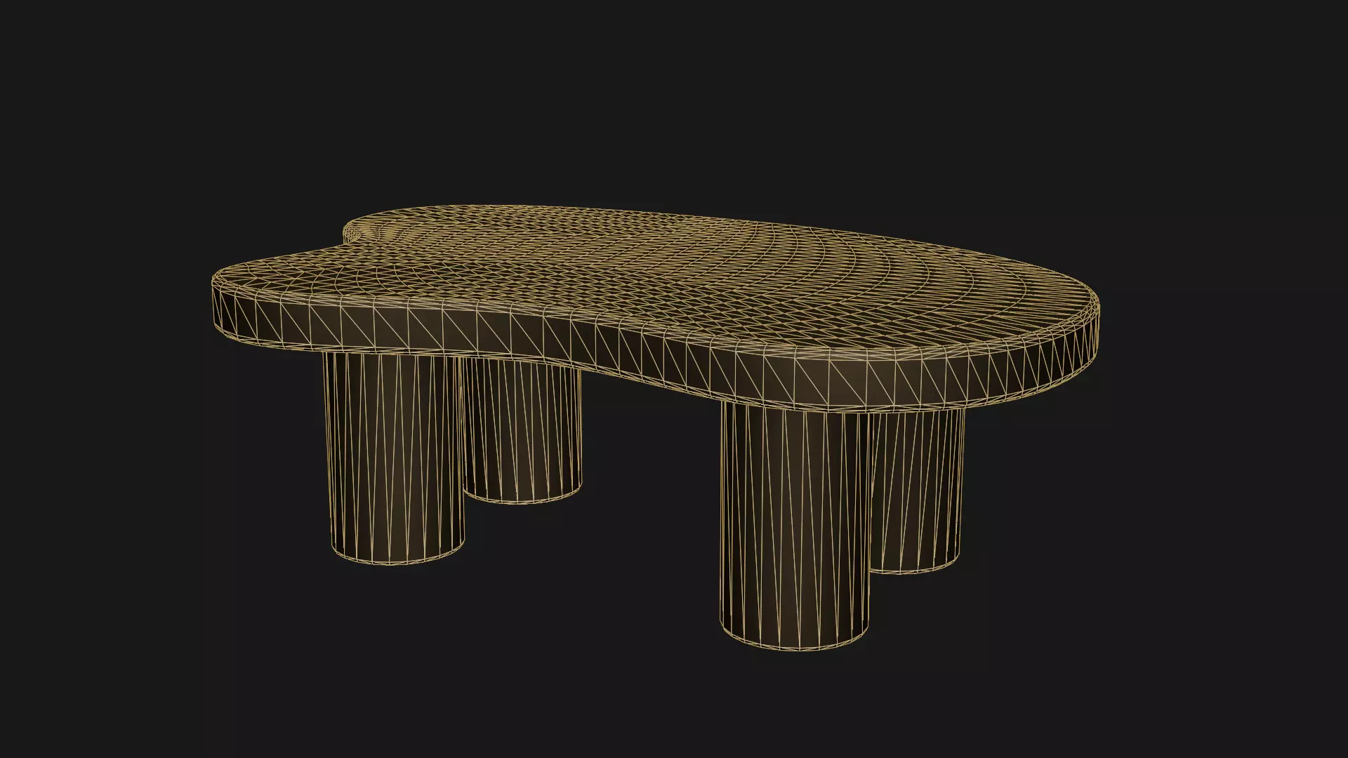 wooden table Low-poly 3D model_9