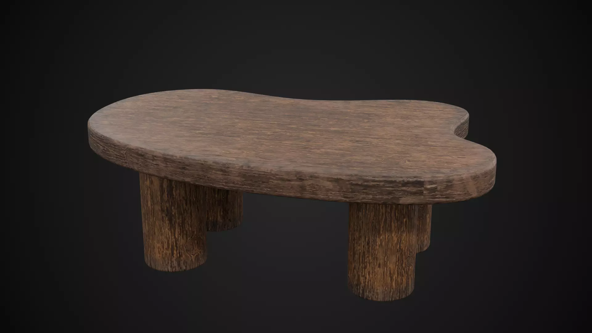 wooden table Low-poly 3D model_0