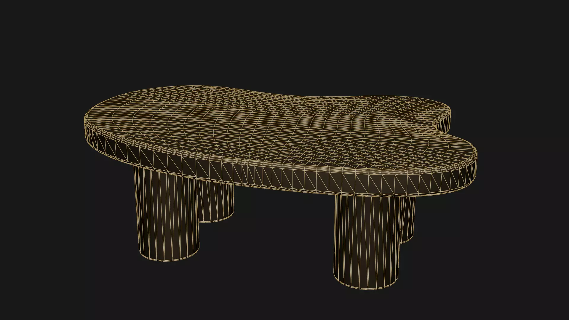 wooden table Low-poly 3D model_5