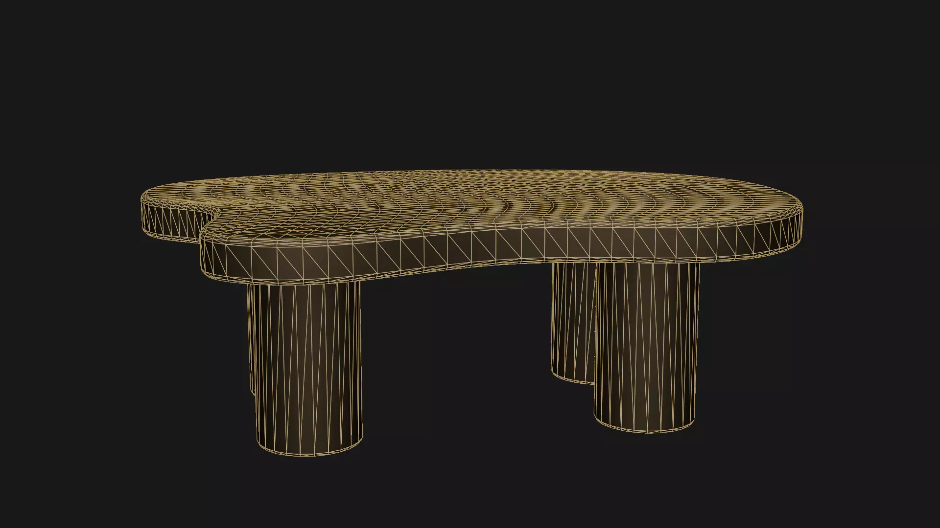 wooden table Low-poly 3D model_7