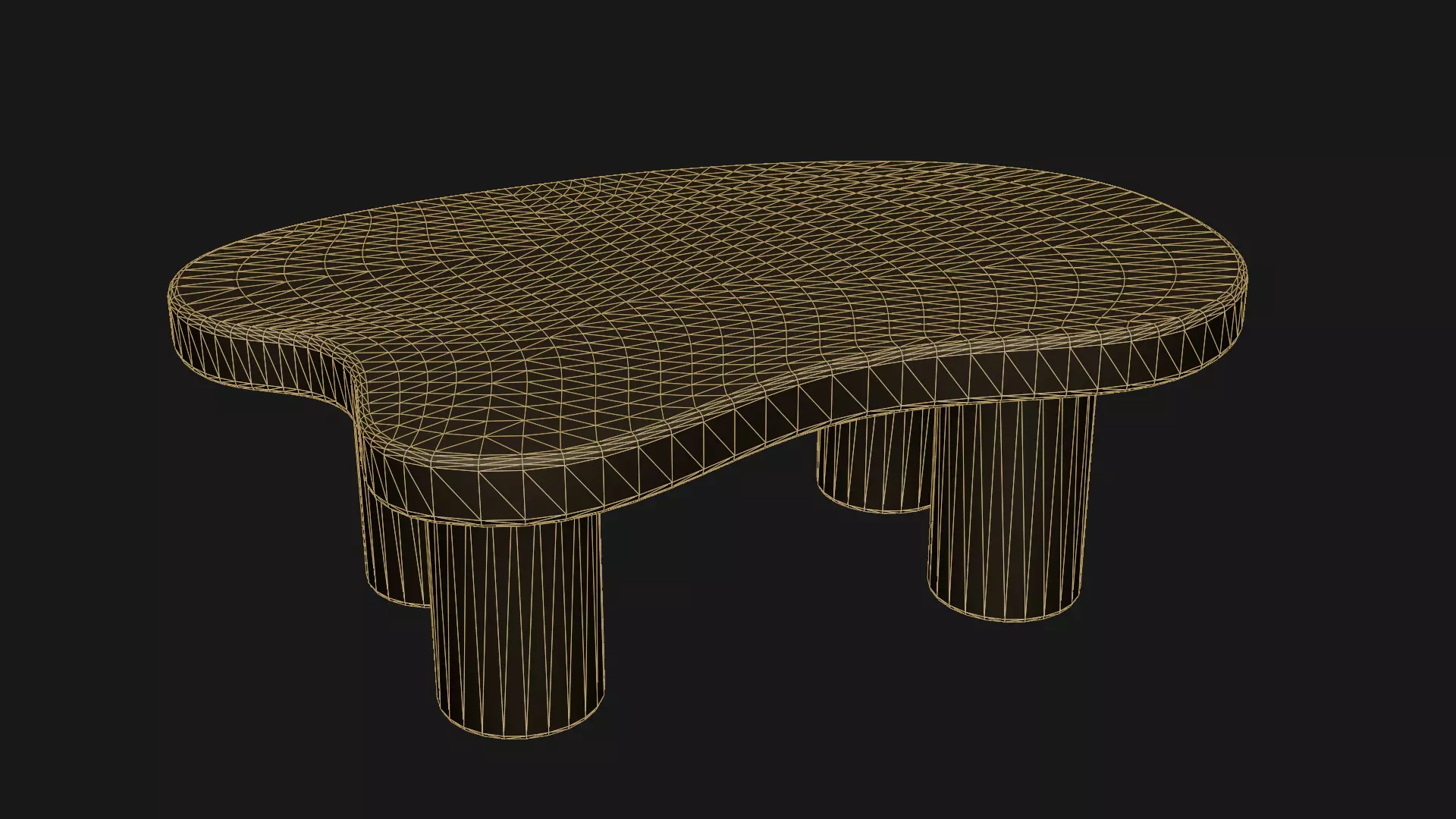 wooden table Low-poly 3D model_8