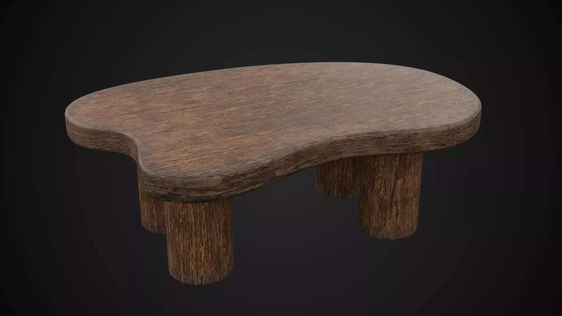 wooden table Low-poly 3D model_3