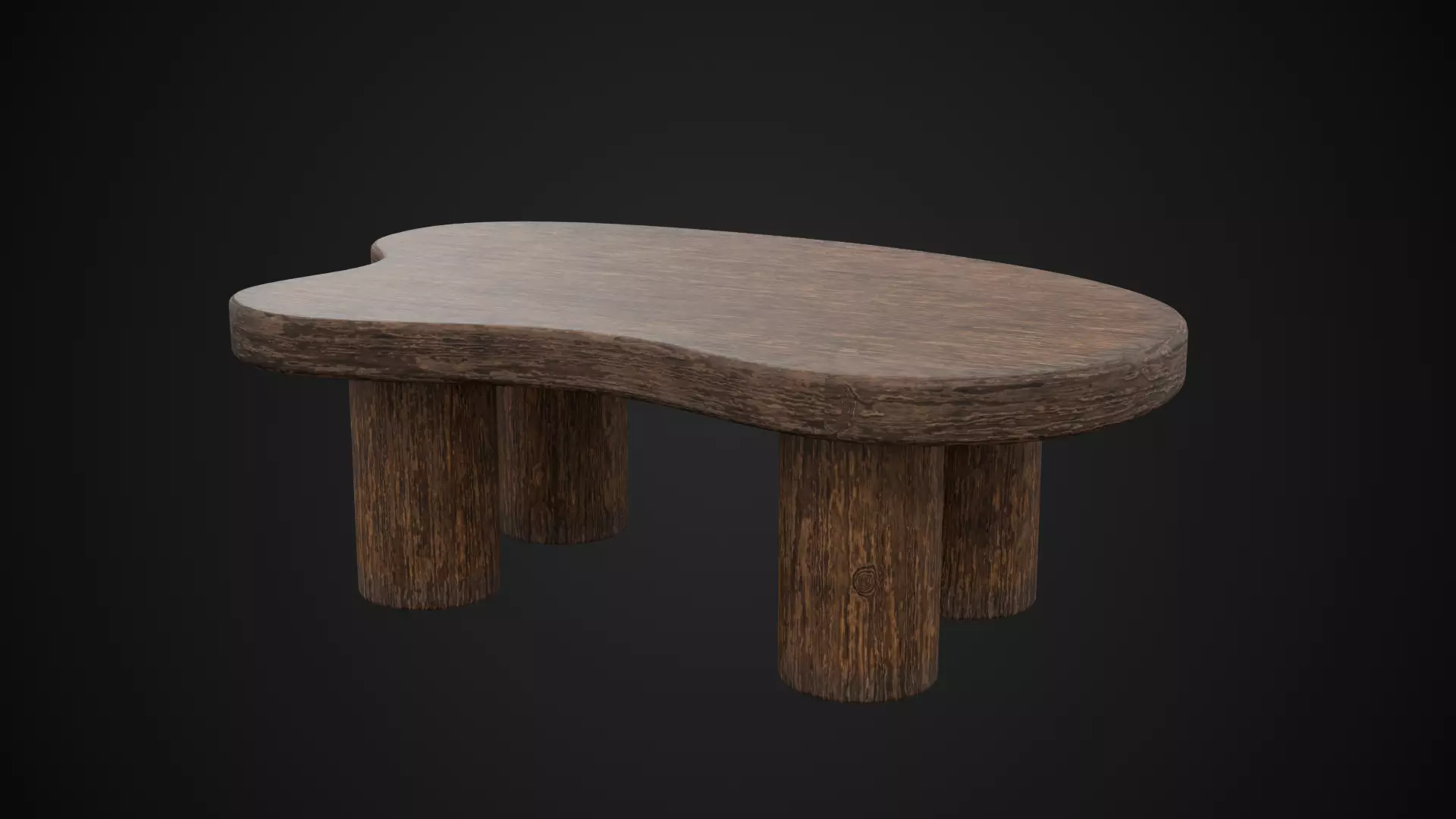 wooden table Low-poly 3D model_4