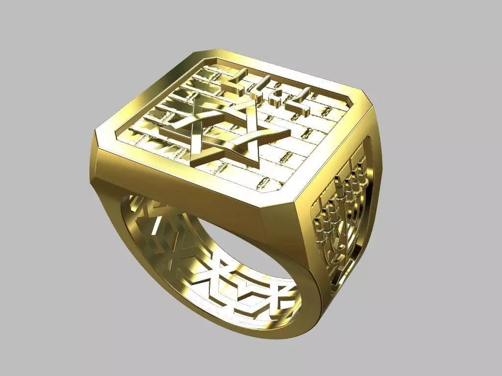Star of David Menorah Ring 3D print model_0