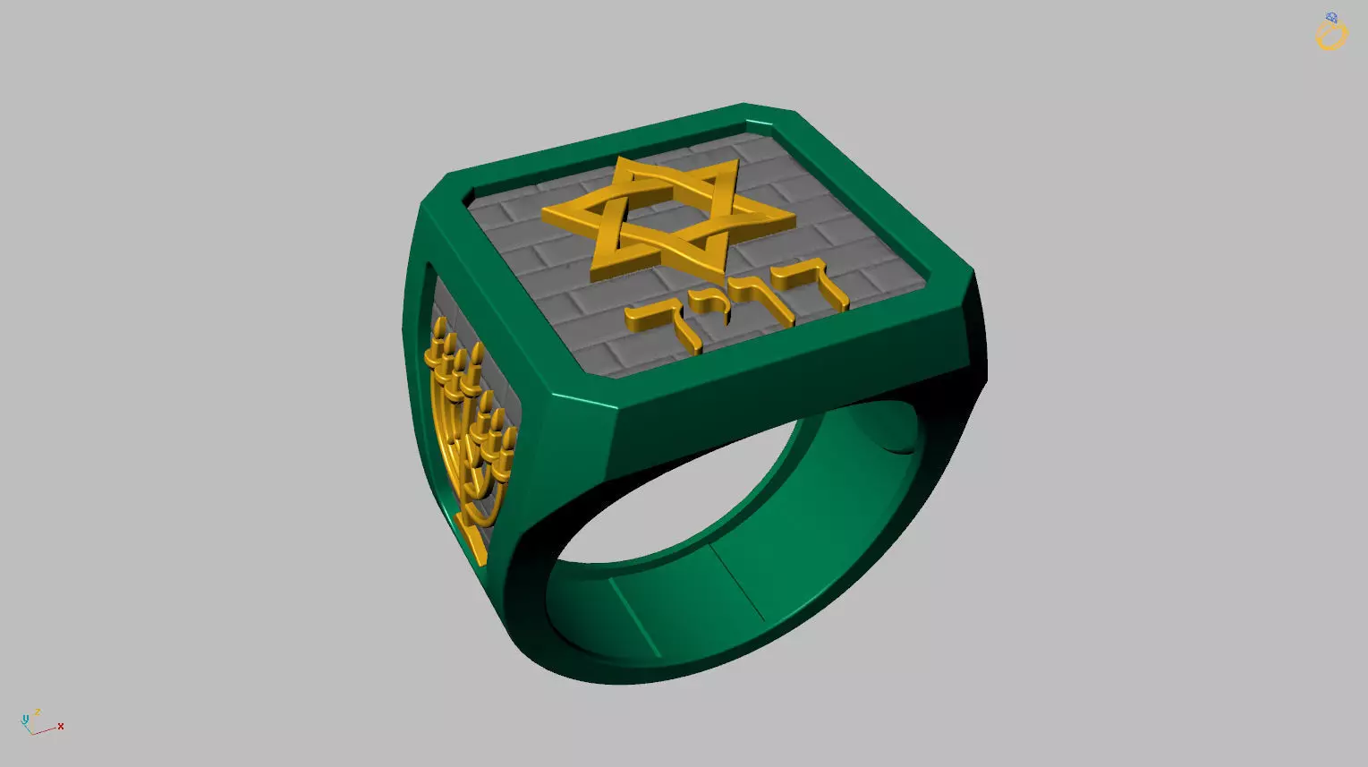 Star of David Menorah Ring 3D print model_10
