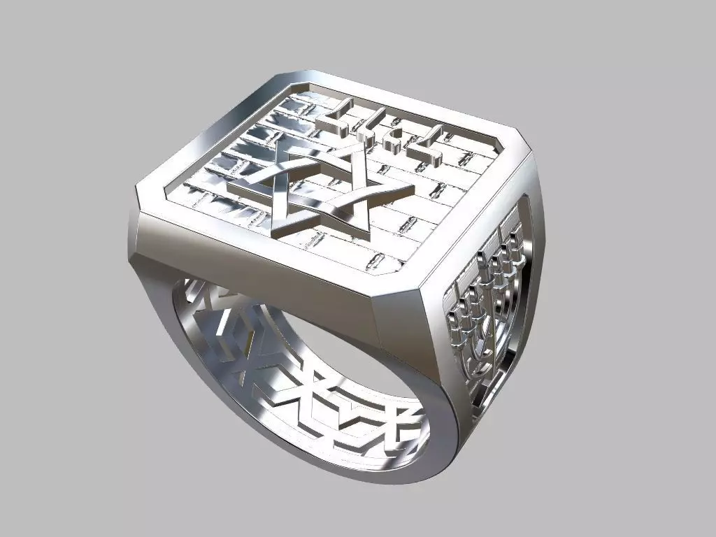 Star of David Menorah Ring 3D print model_4