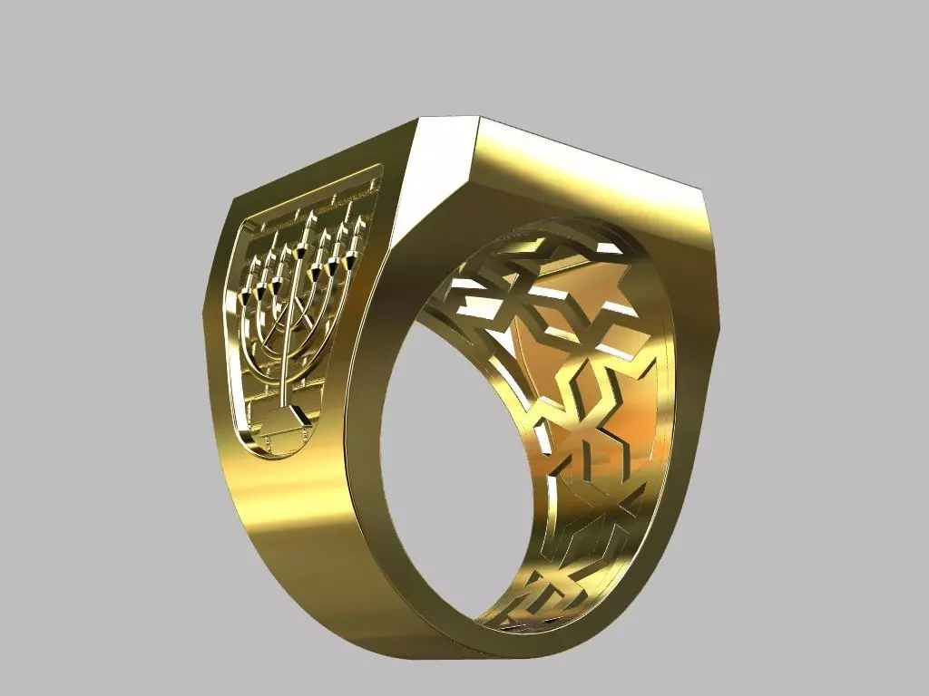 Star of David Menorah Ring 3D print model_3