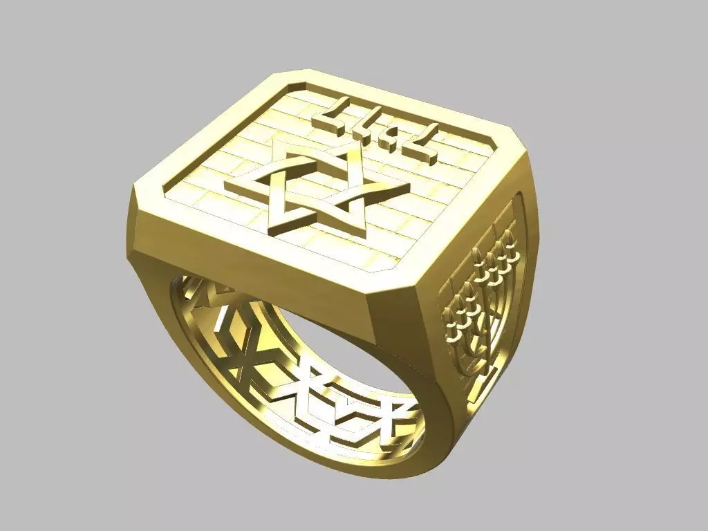 Star of David Menorah Ring 3D print model_6