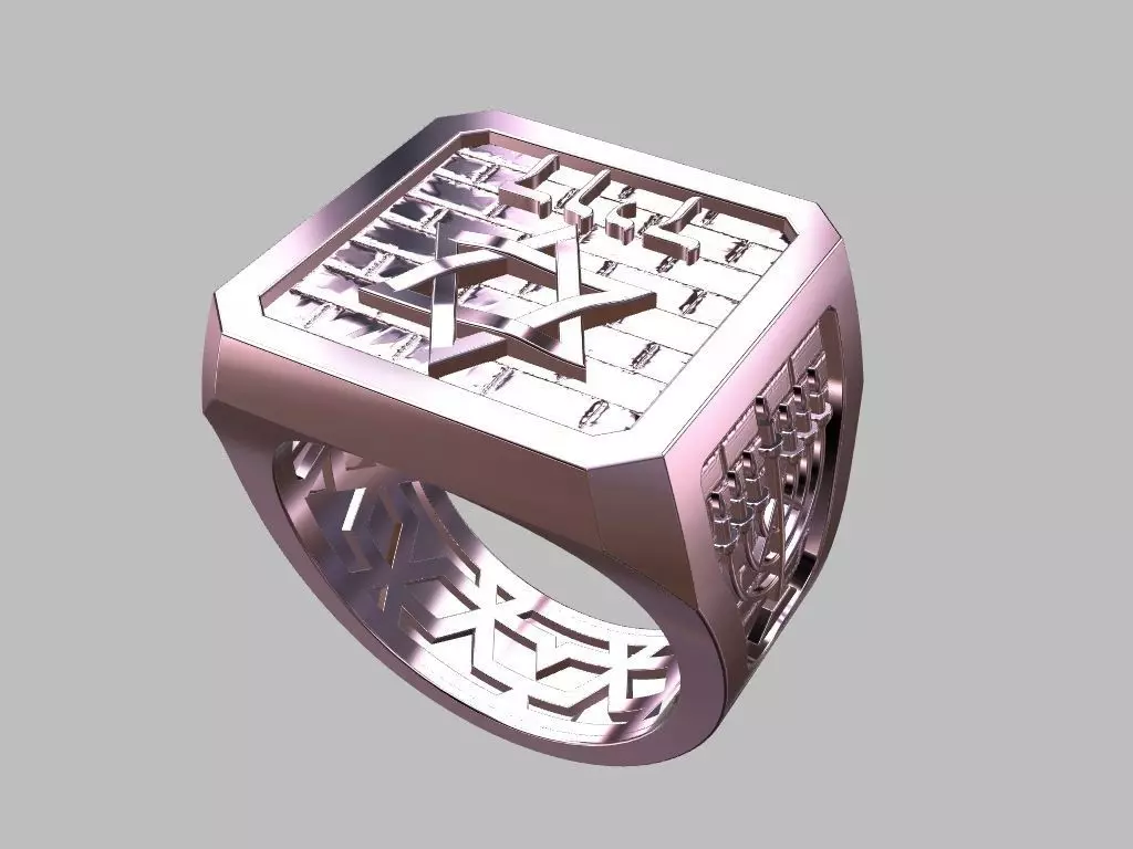 Star of David Menorah Ring 3D print model_2