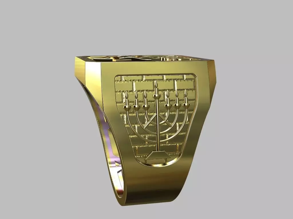 Star of David Menorah Ring 3D print model_7