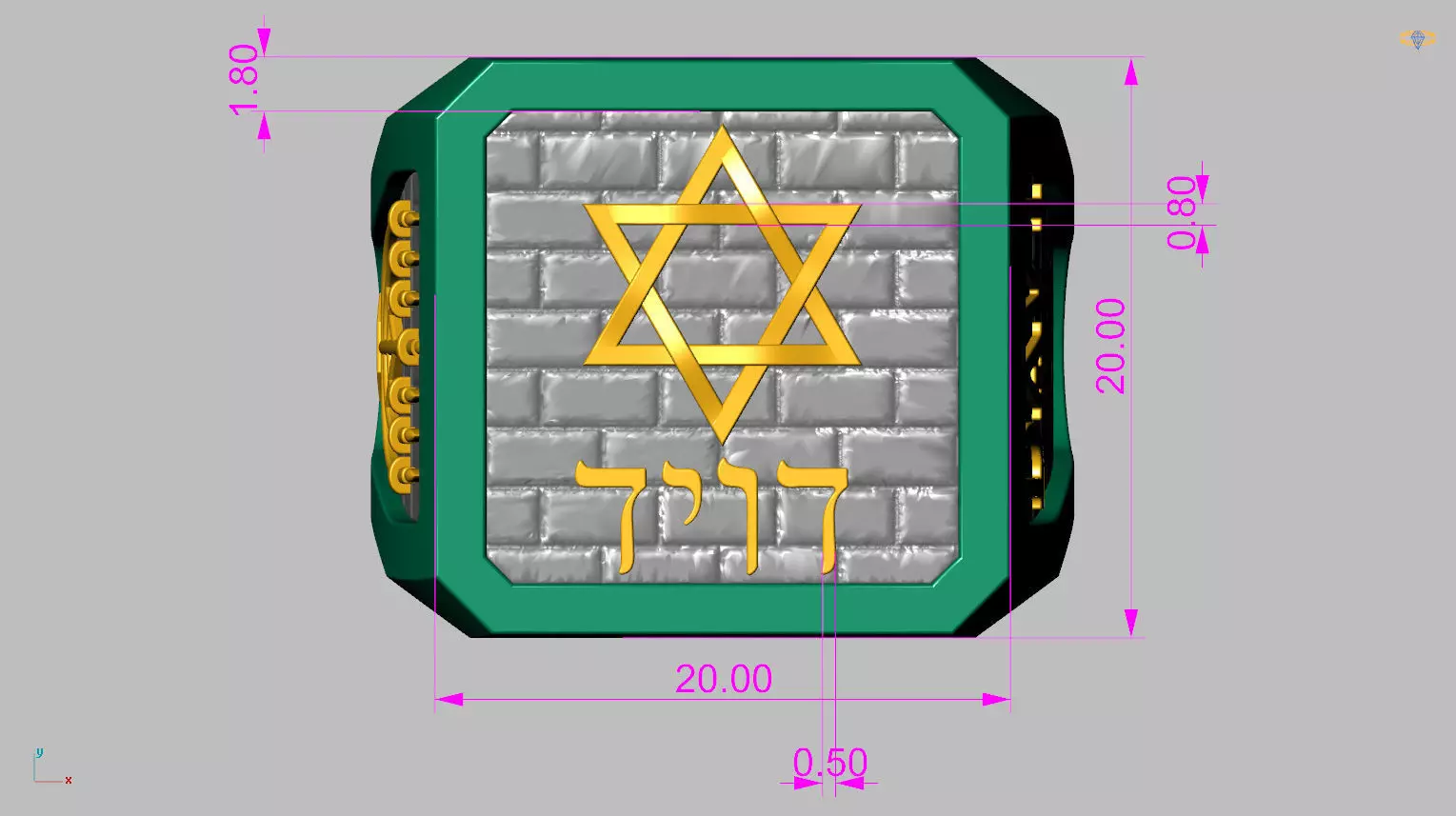 Star of David Menorah Ring 3D print model_13