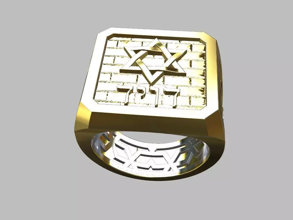 Star of David Menorah Ring 3D print model_5