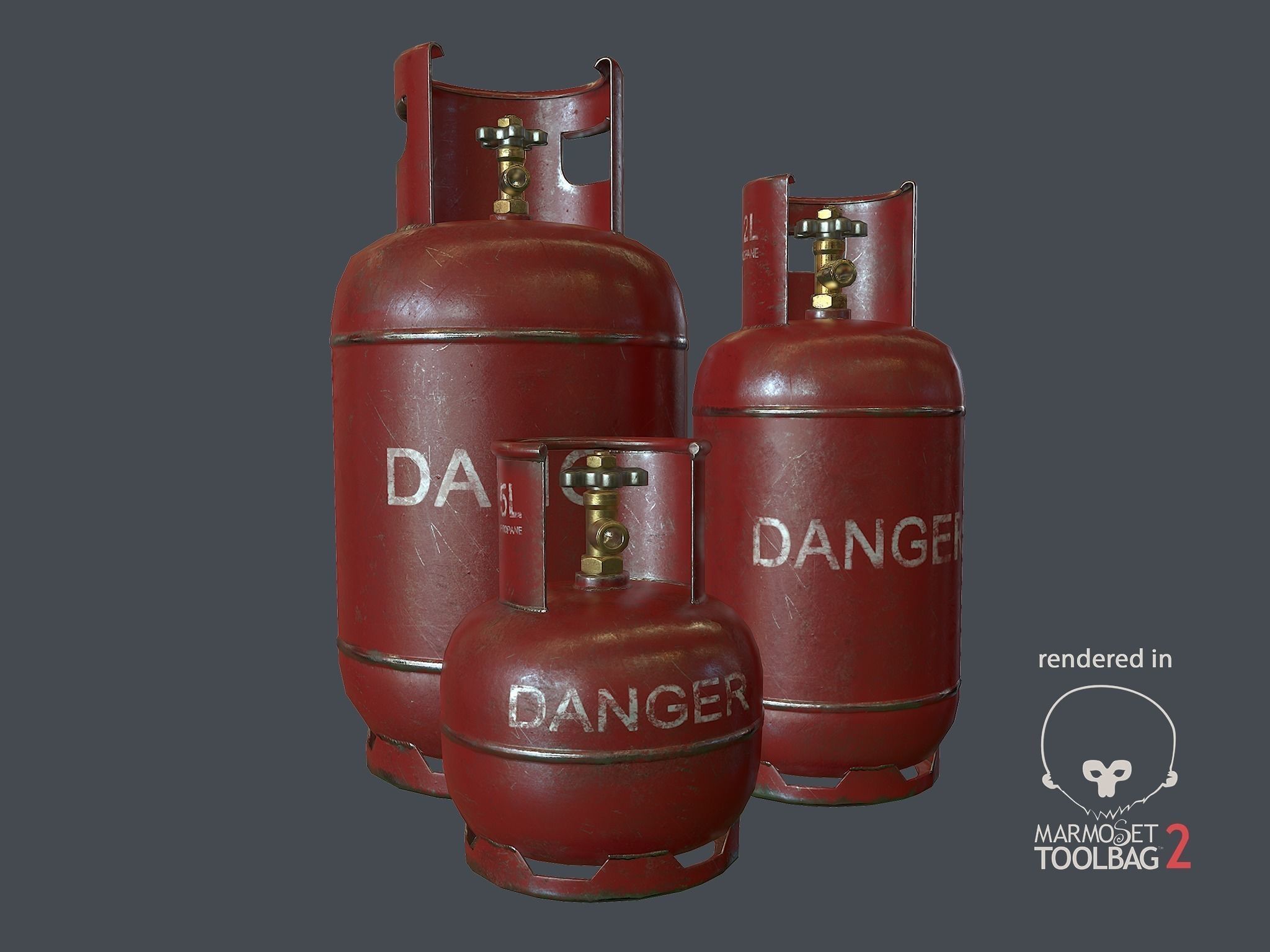 Gas Bottles Pack Low-poly 3D model_1