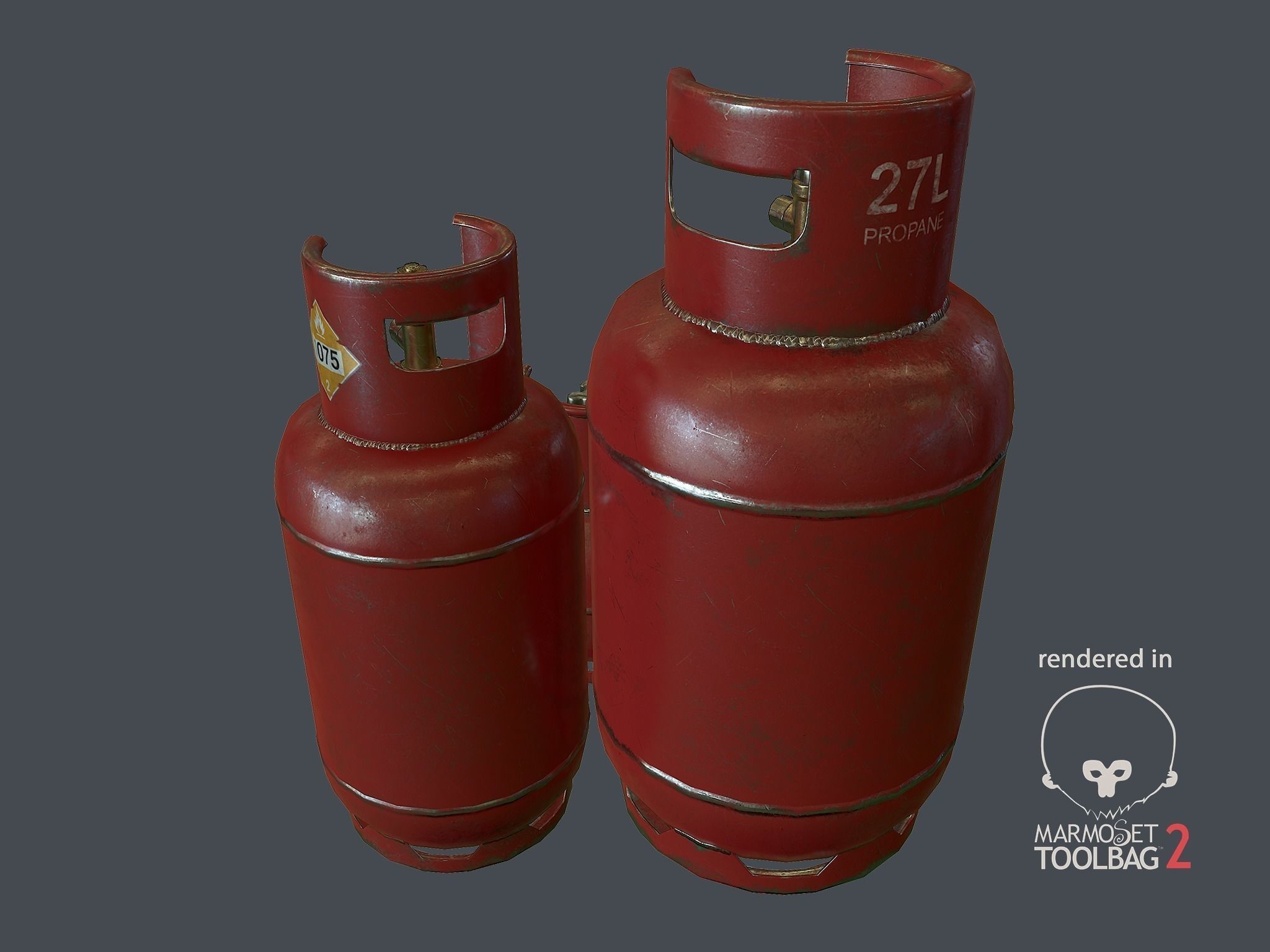 Gas Bottles Pack Low-poly 3D model_3