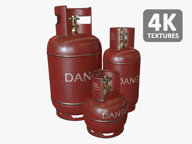 Gas Bottles Pack Low-poly 3D model
