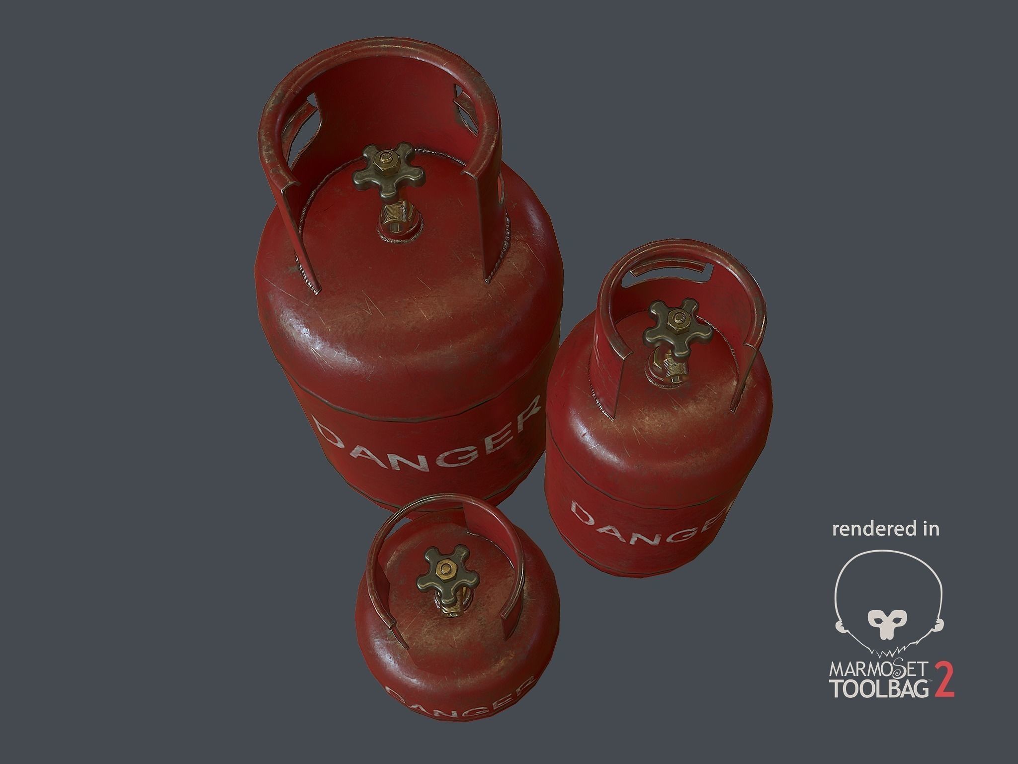 Gas Bottles Pack Low-poly 3D model_2