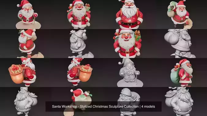 Santa Workshop - Stylized Christmas Sculpture Collection