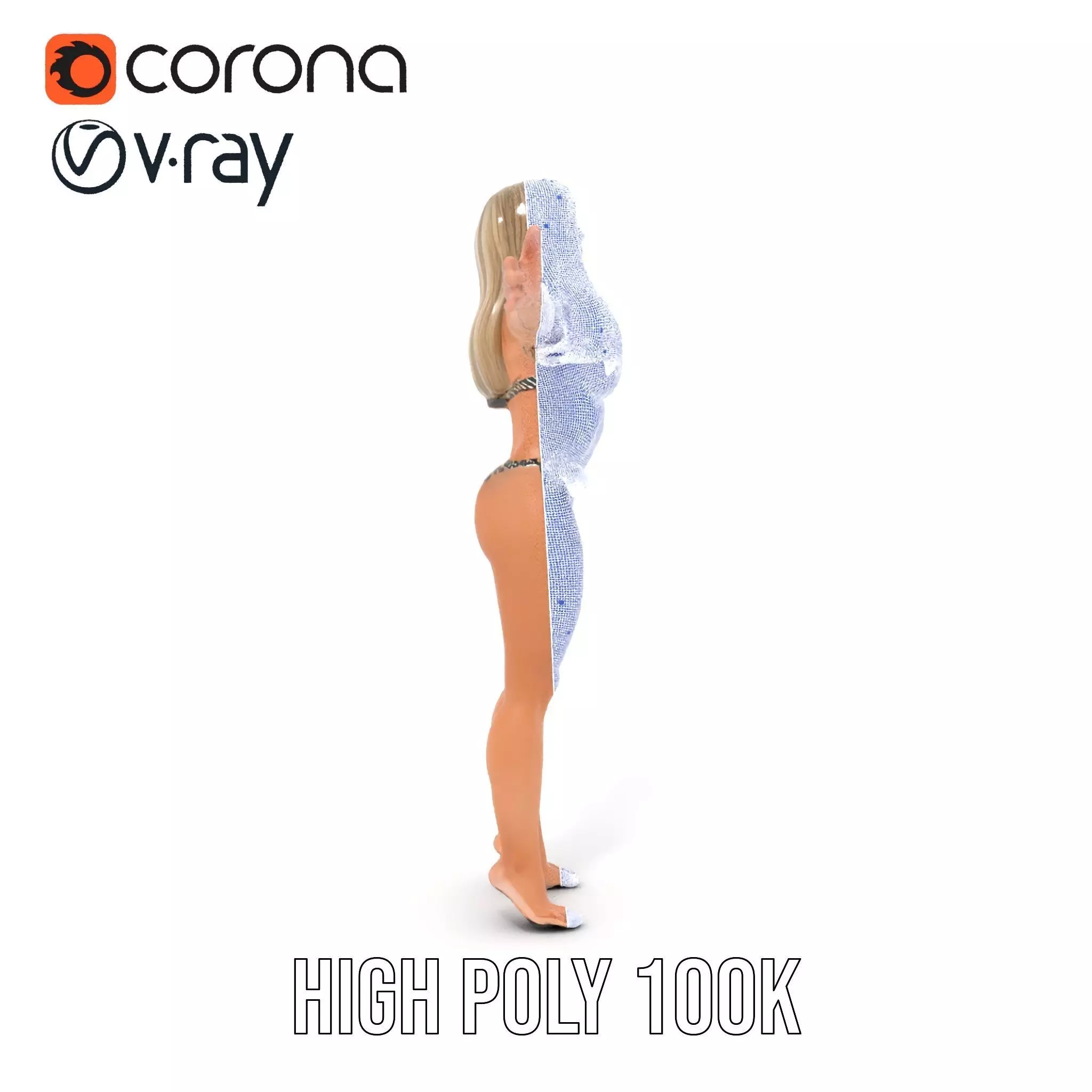 Zebra Bikini Human model pack Low-poly 3D model_35