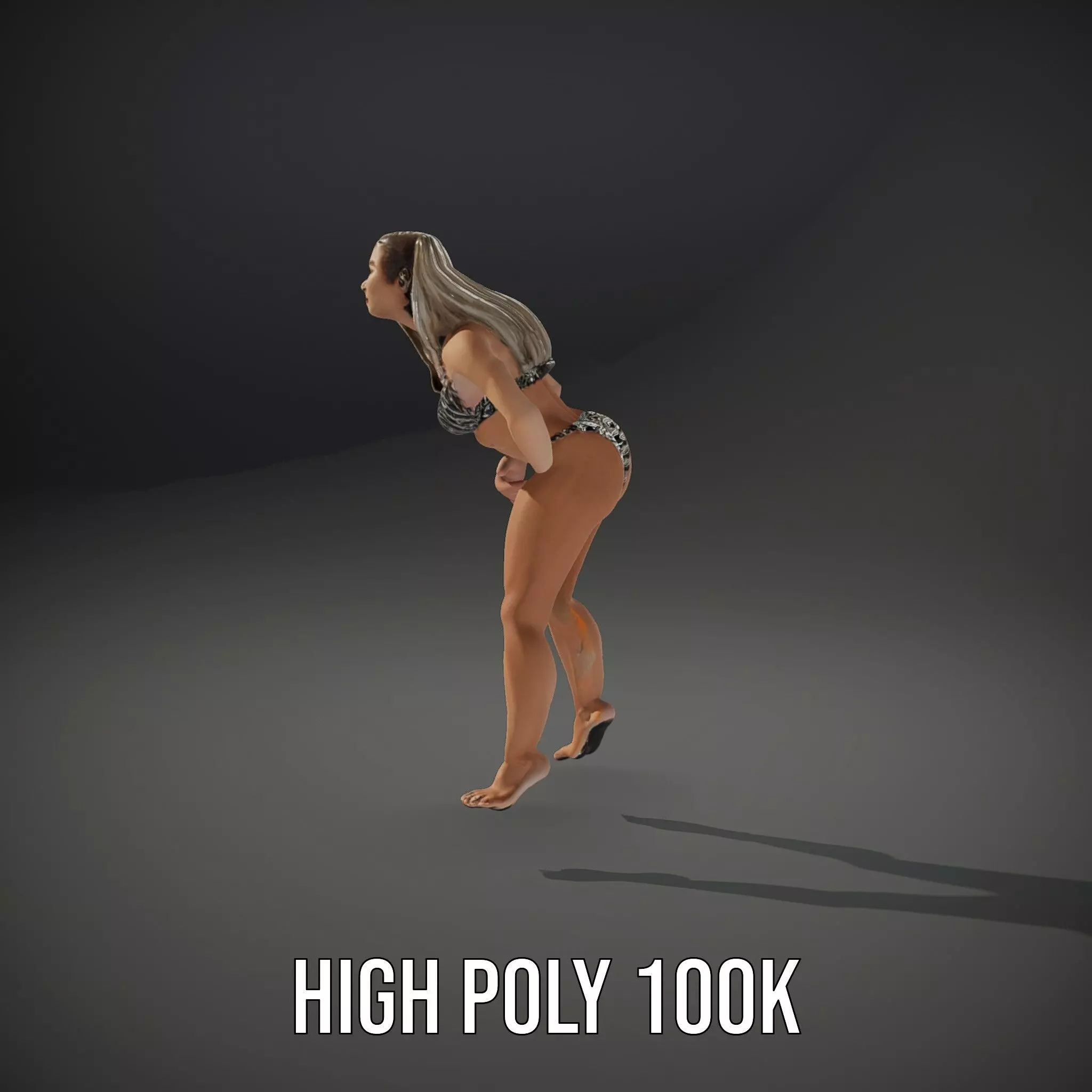 Zebra Bikini Human model pack Low-poly 3D model_9