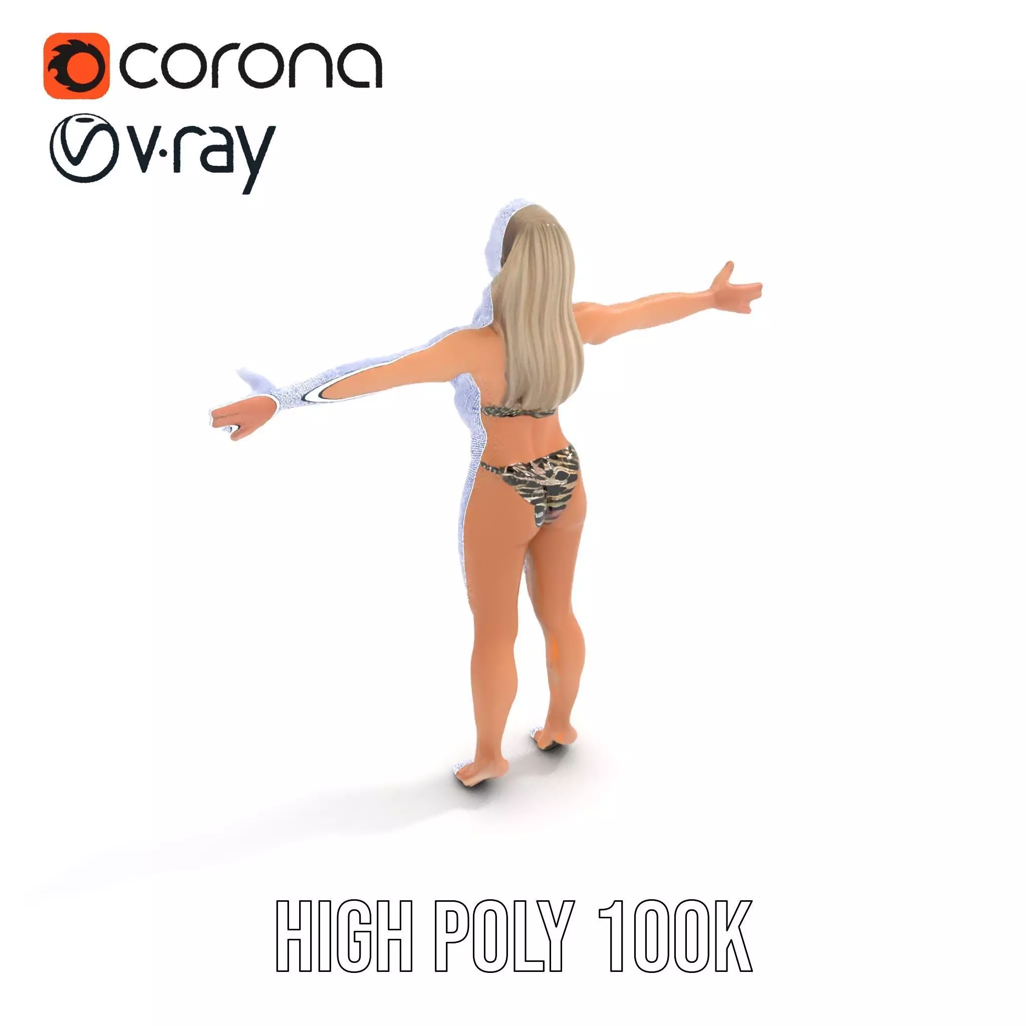 Zebra Bikini Human model pack Low-poly 3D model_27
