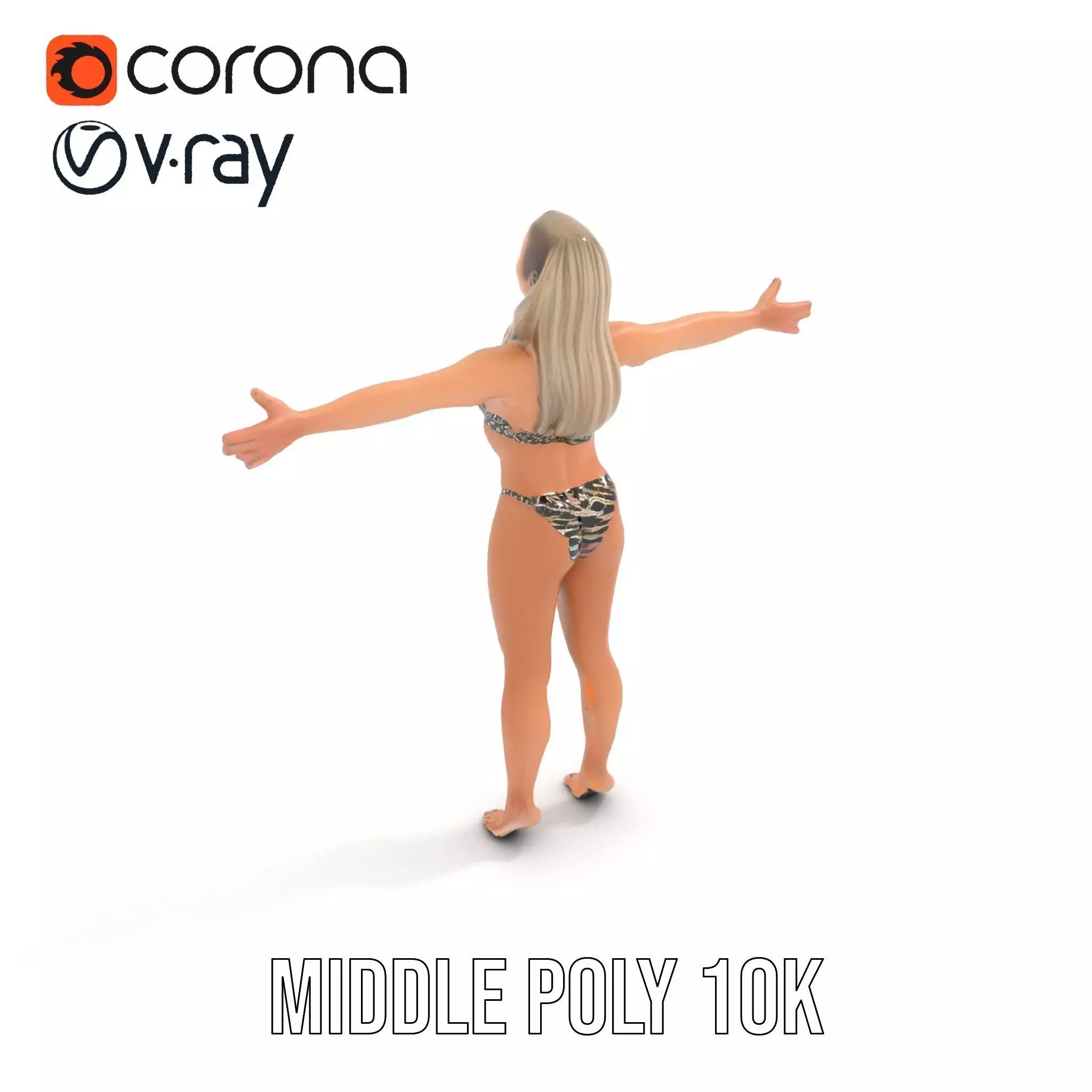 Zebra Bikini Human model pack Low-poly 3D model_7