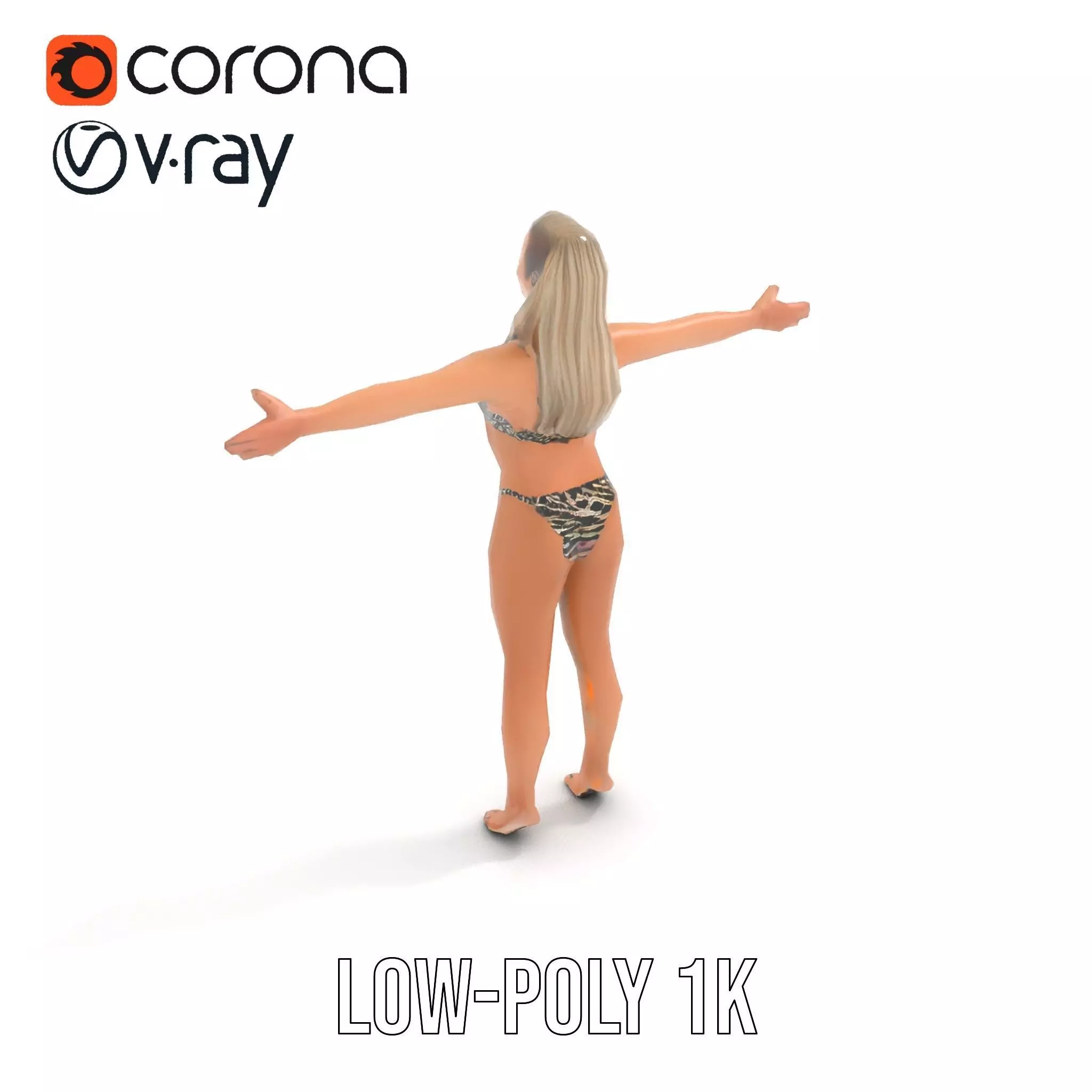 Zebra Bikini Human model pack Low-poly 3D model_20