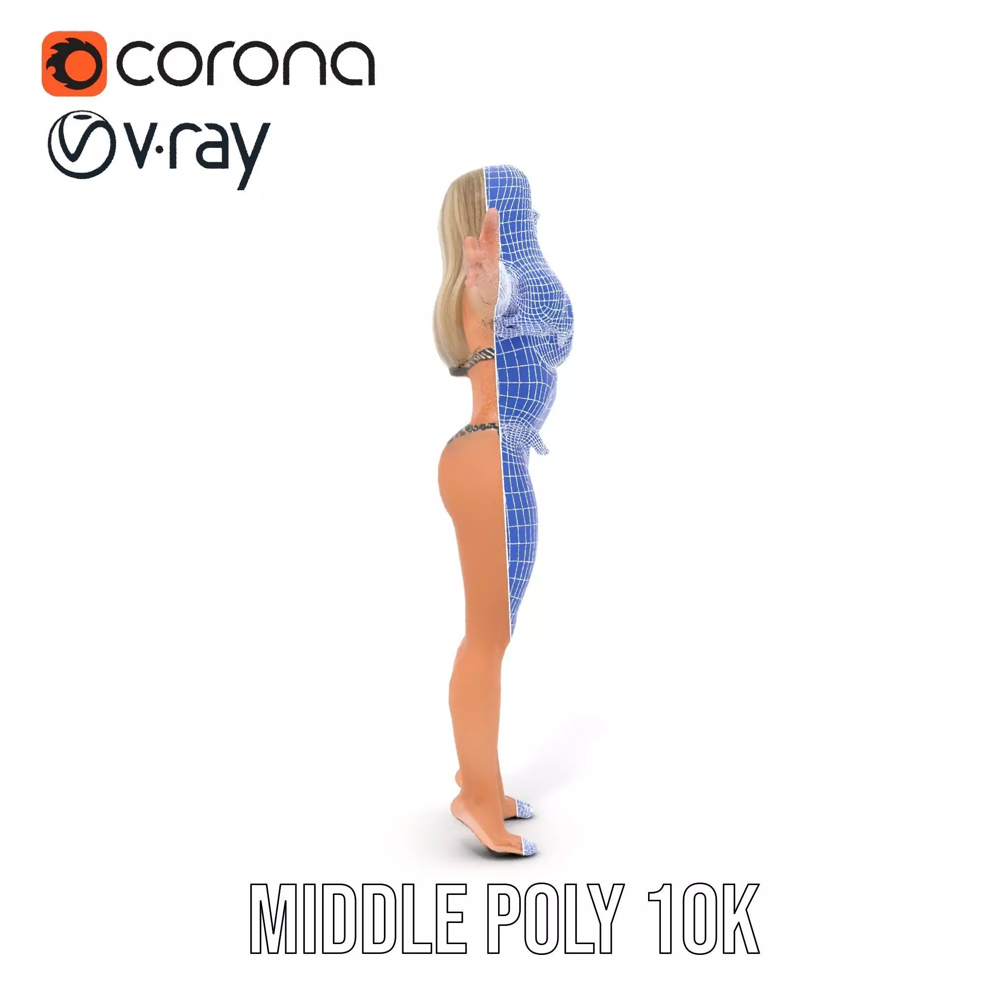 Zebra Bikini Human model pack Low-poly 3D model_14