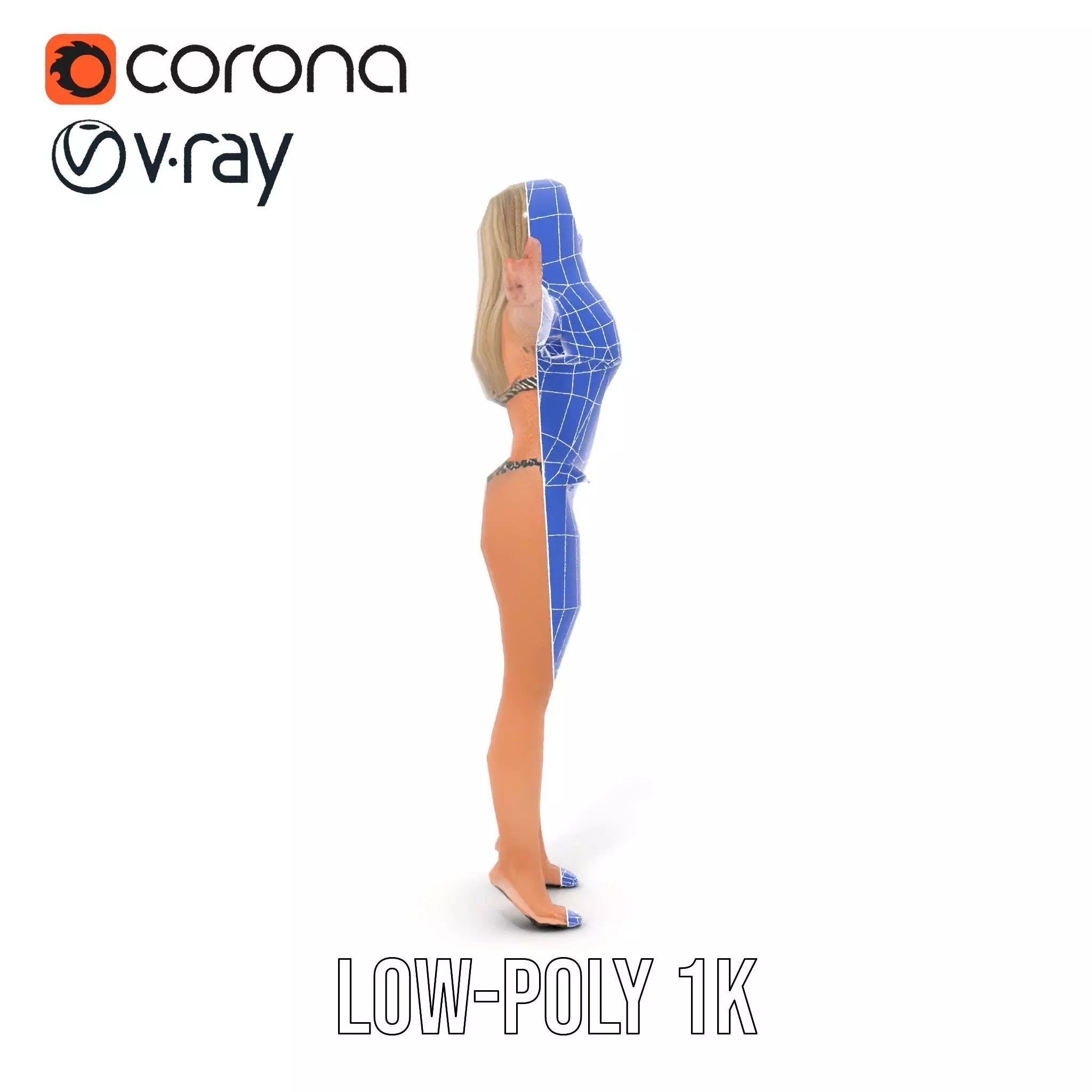 Zebra Bikini Human model pack Low-poly 3D model_29