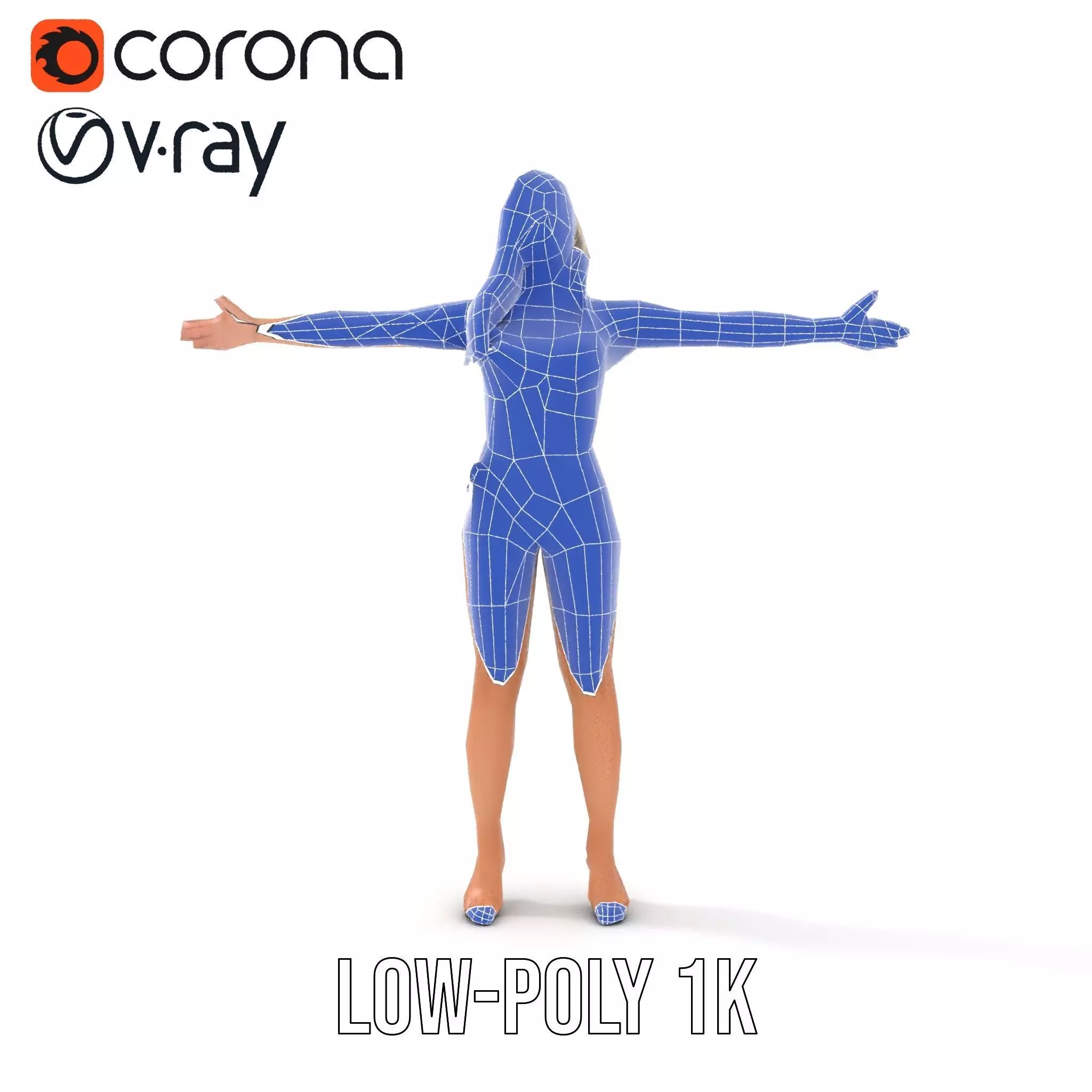 Zebra Bikini Human model pack Low-poly 3D model_26