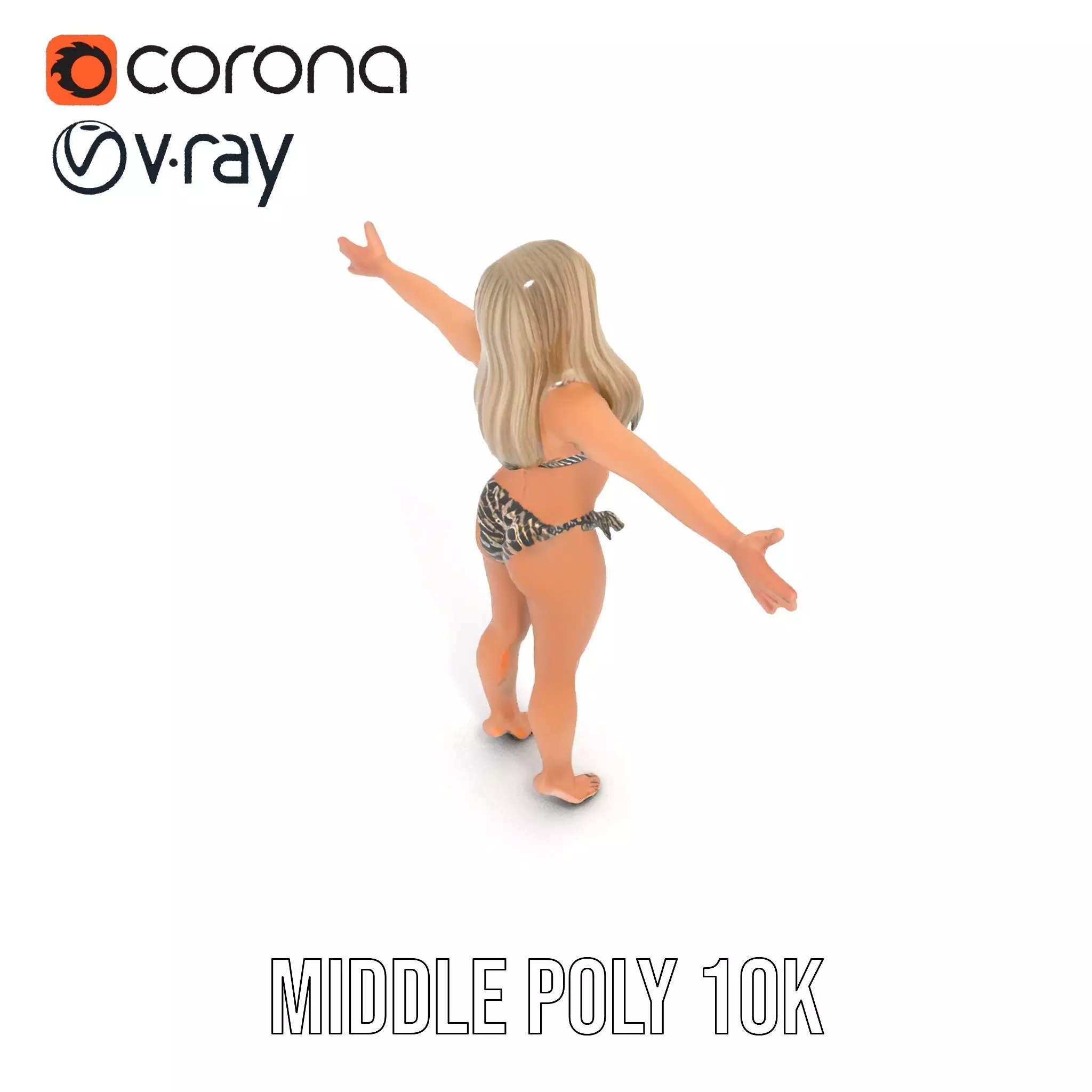 Zebra Bikini Human model pack Low-poly 3D model_22