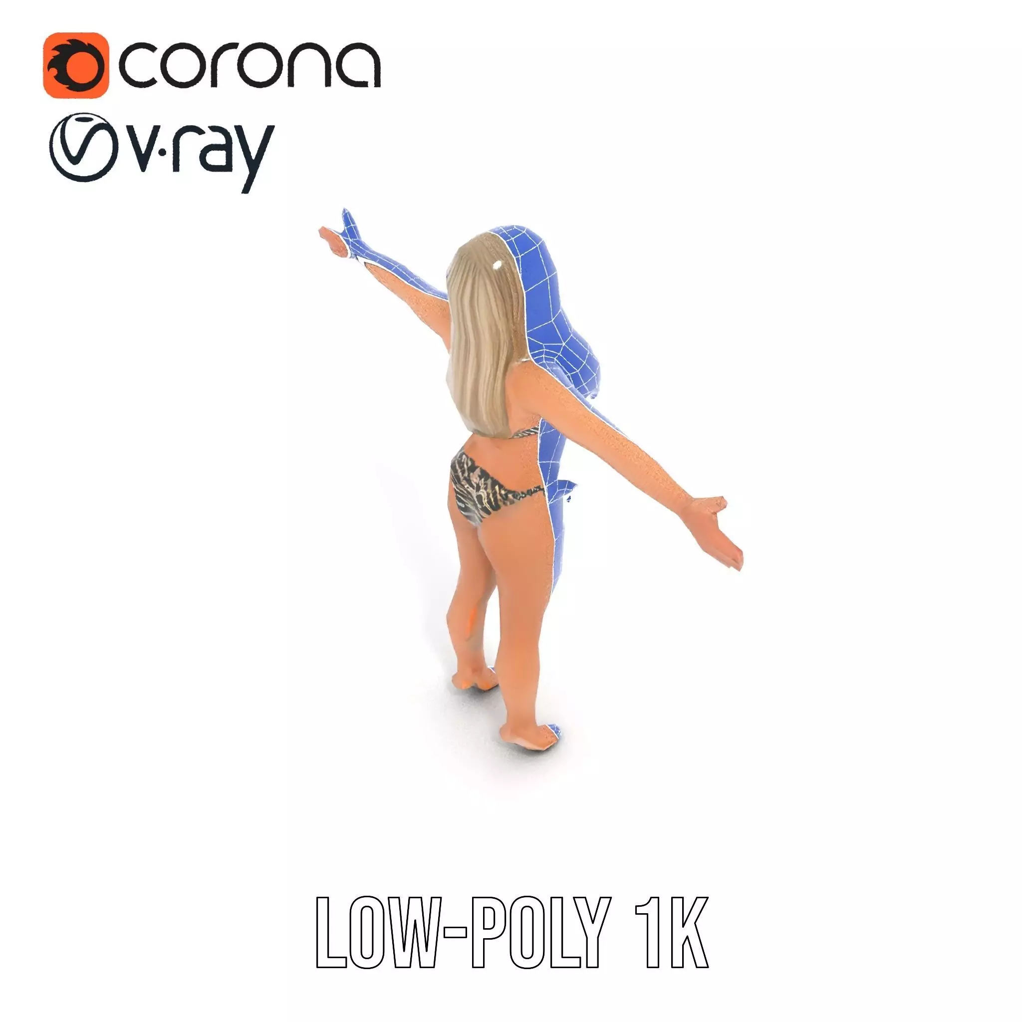 Zebra Bikini Human model pack Low-poly 3D model_15