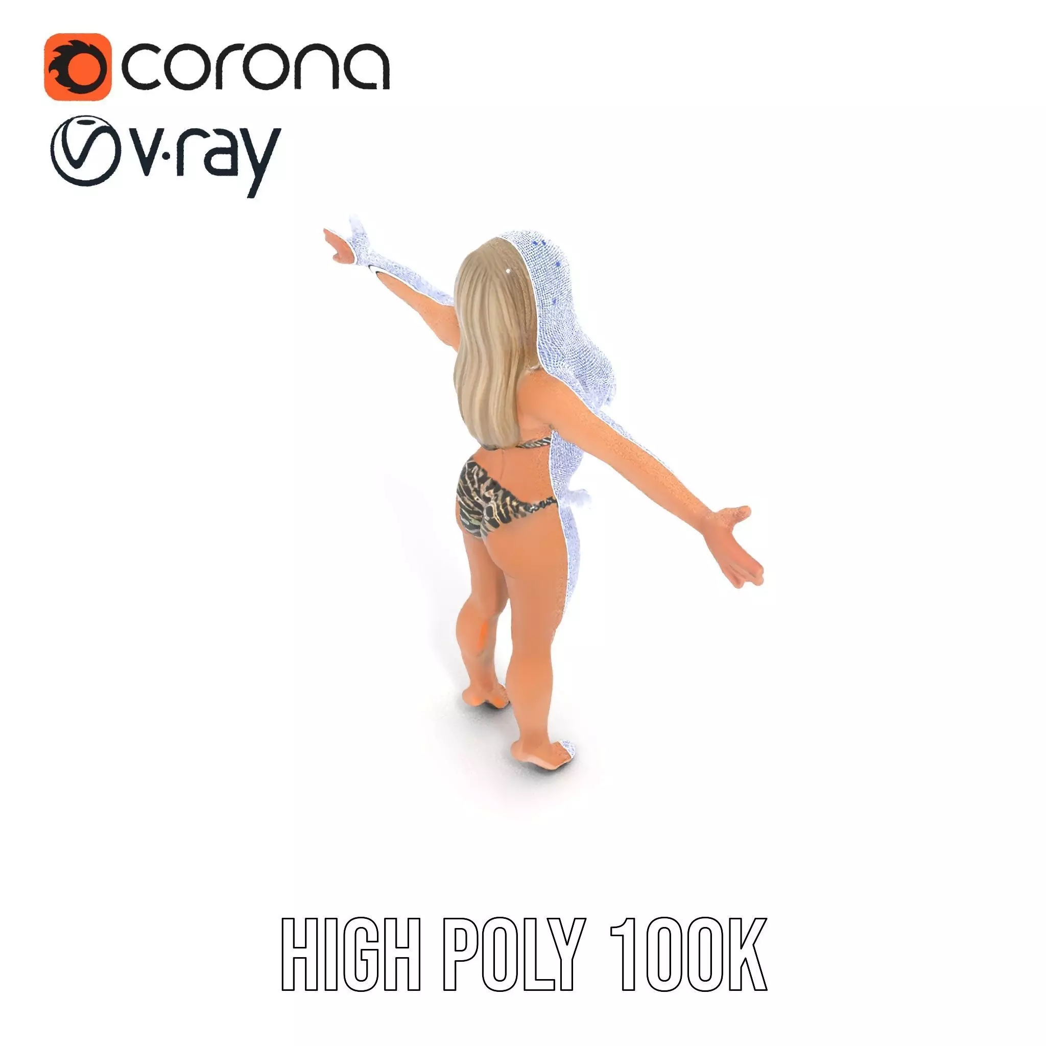 Zebra Bikini Human model pack Low-poly 3D model_18