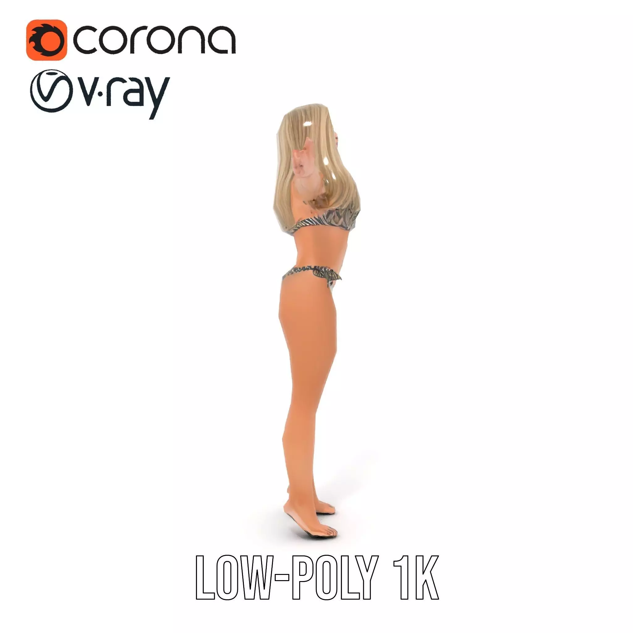 Zebra Bikini Human model pack Low-poly 3D model_23