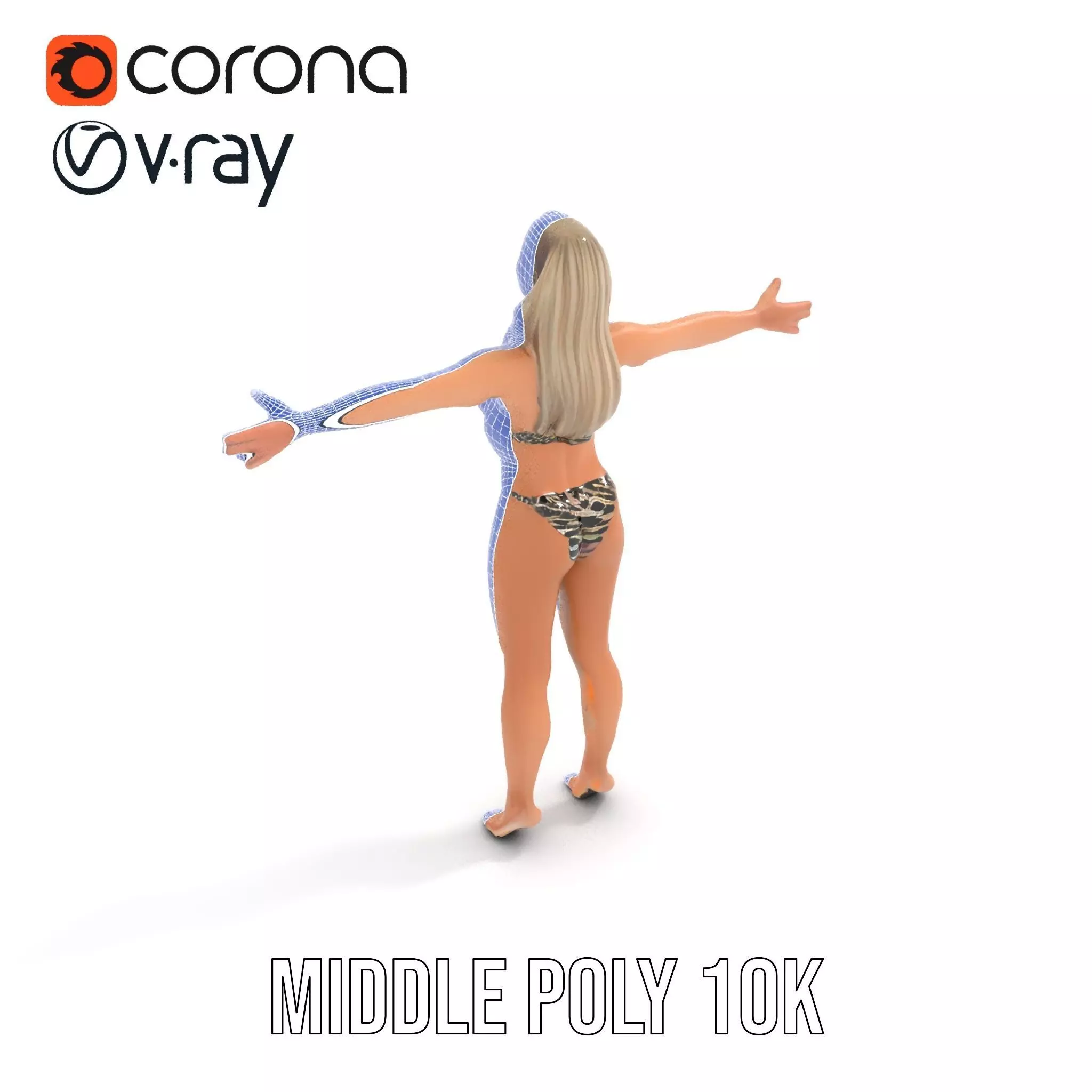 Zebra Bikini Human model pack Low-poly 3D model_25