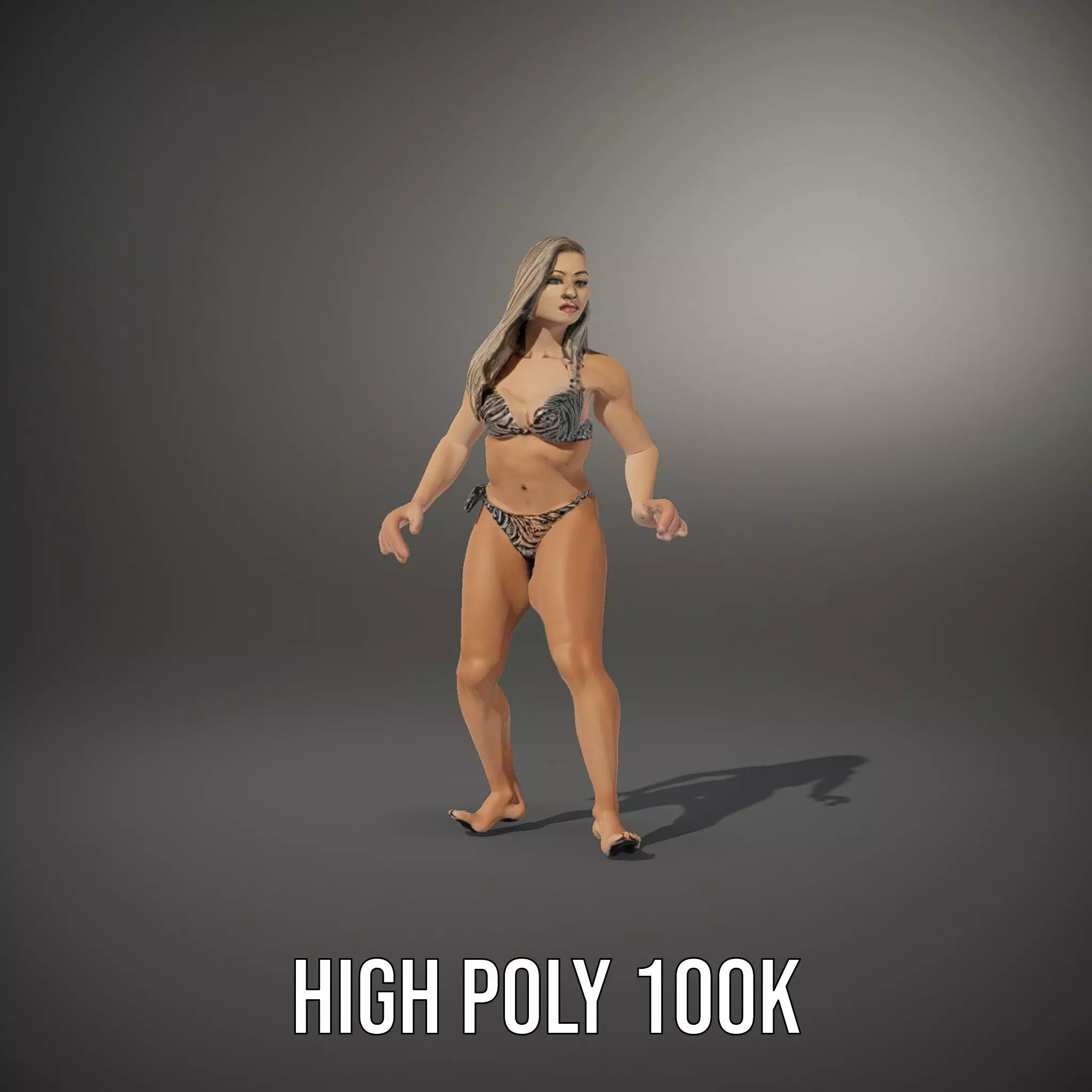 Zebra Bikini Human model pack Low-poly 3D model_11