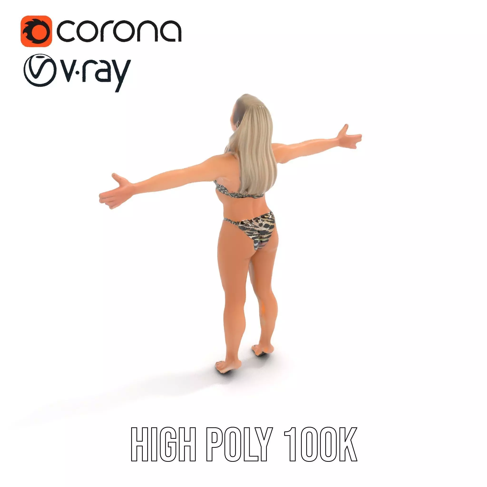 Zebra Bikini Human model pack Low-poly 3D model_21