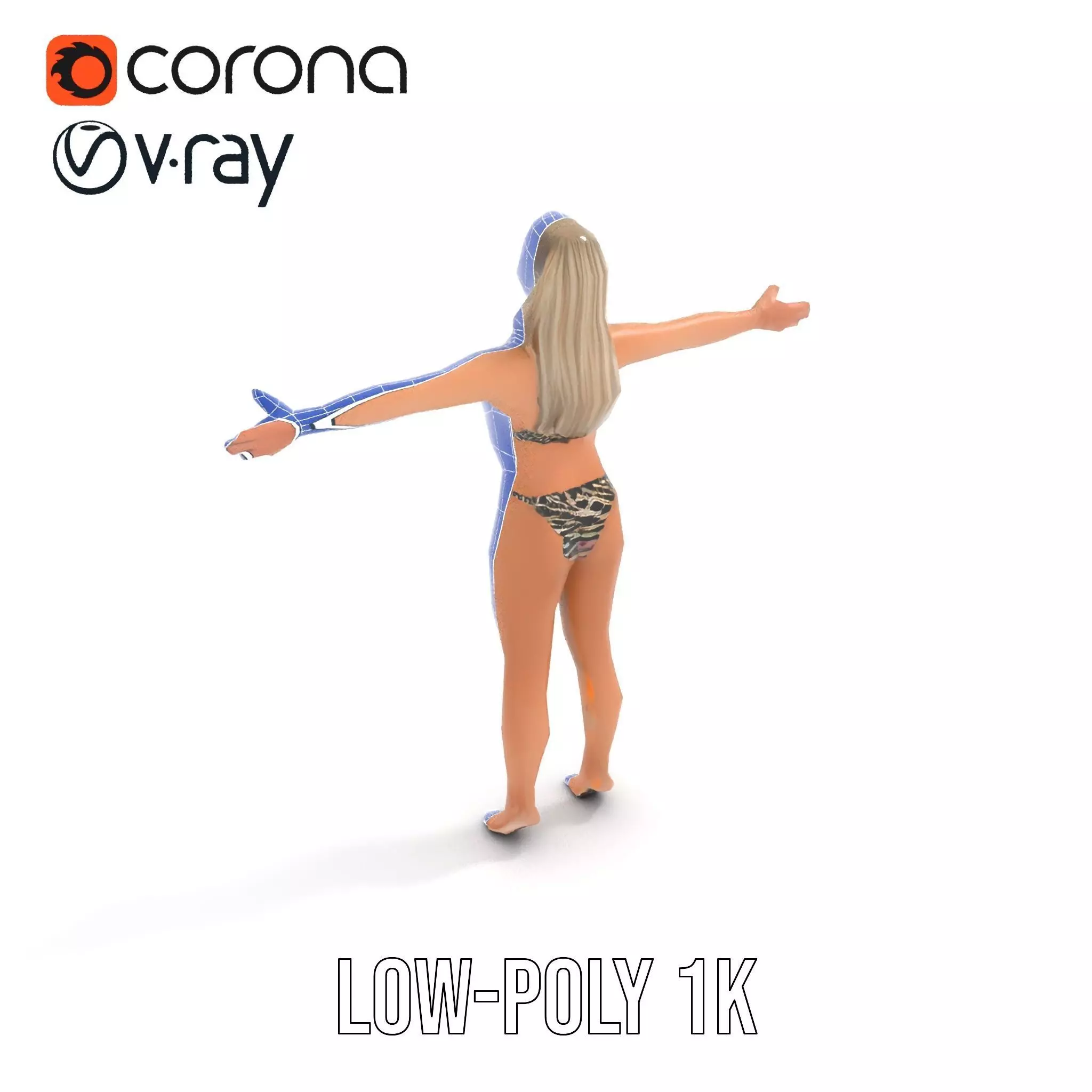 Zebra Bikini Human model pack Low-poly 3D model_32