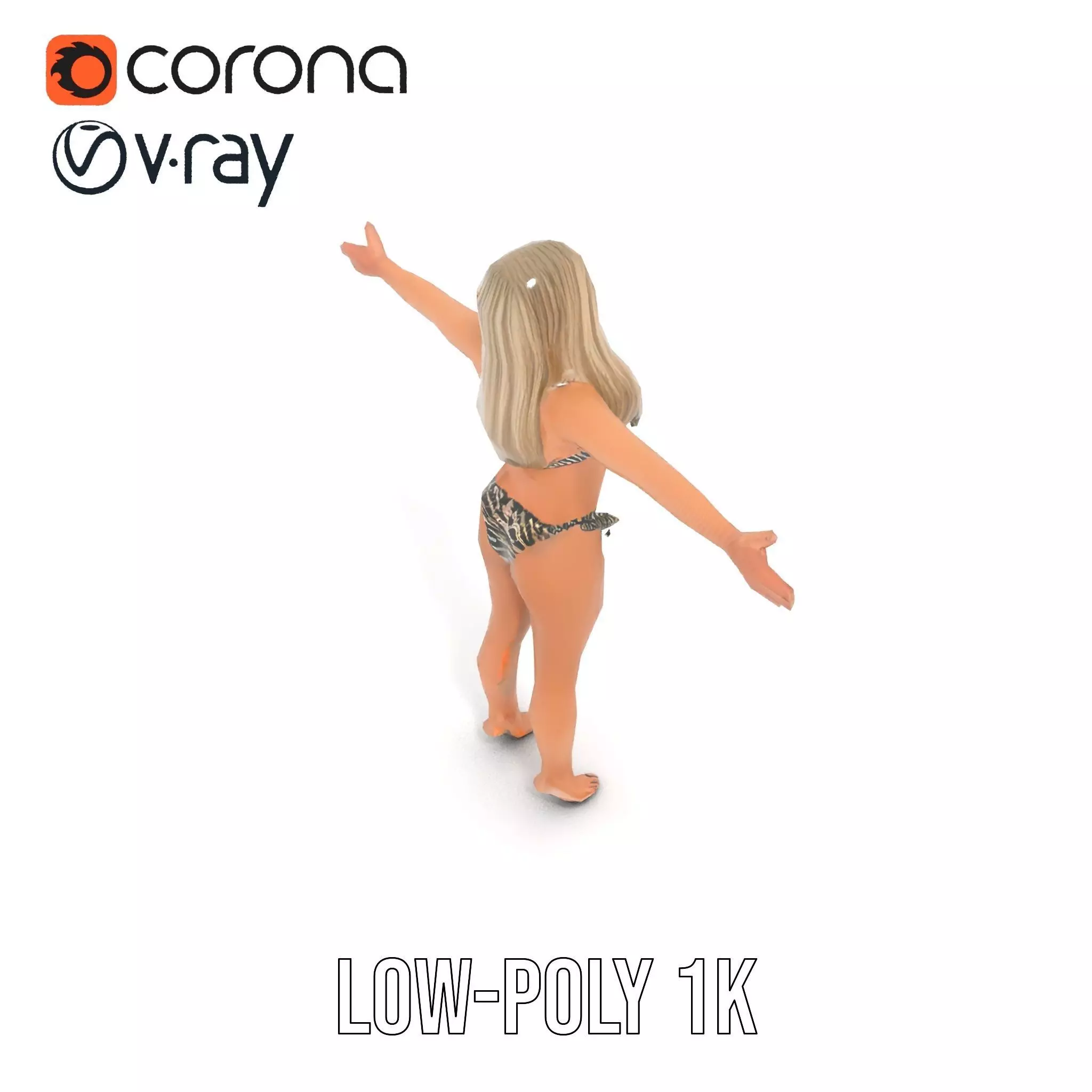 Zebra Bikini Human model pack Low-poly 3D model_17