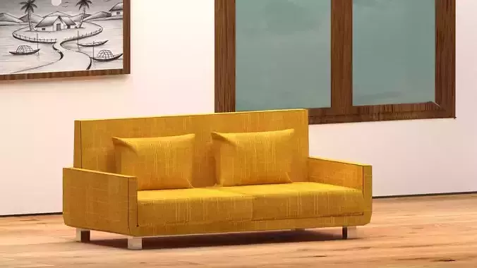 Modern Yellow Fabric Sofa