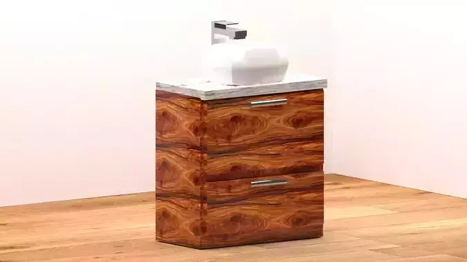 Modern Wooden Sink Cabinet with Marble Countertop
