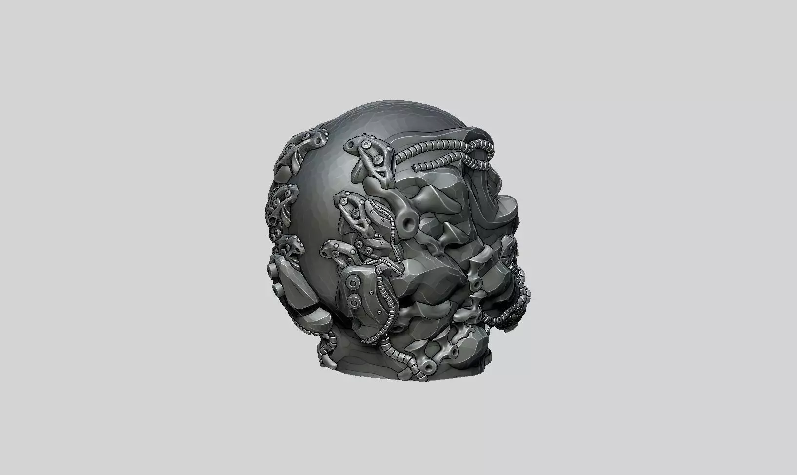 Robot head headdphone Stand Cyborg Headset Stand a400 3D print model_5