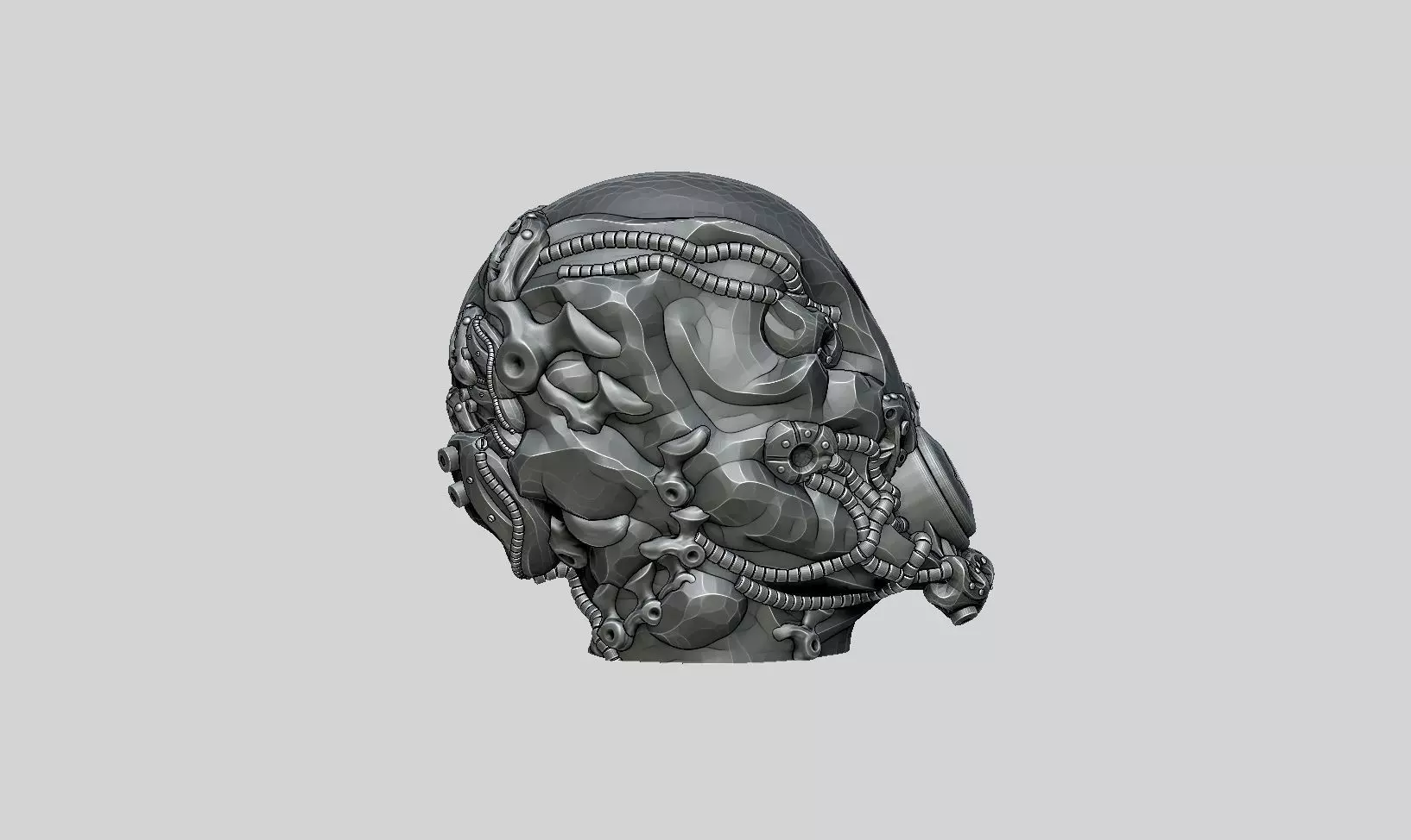 Robot head headdphone Stand Cyborg Headset Stand a400 3D print model_4