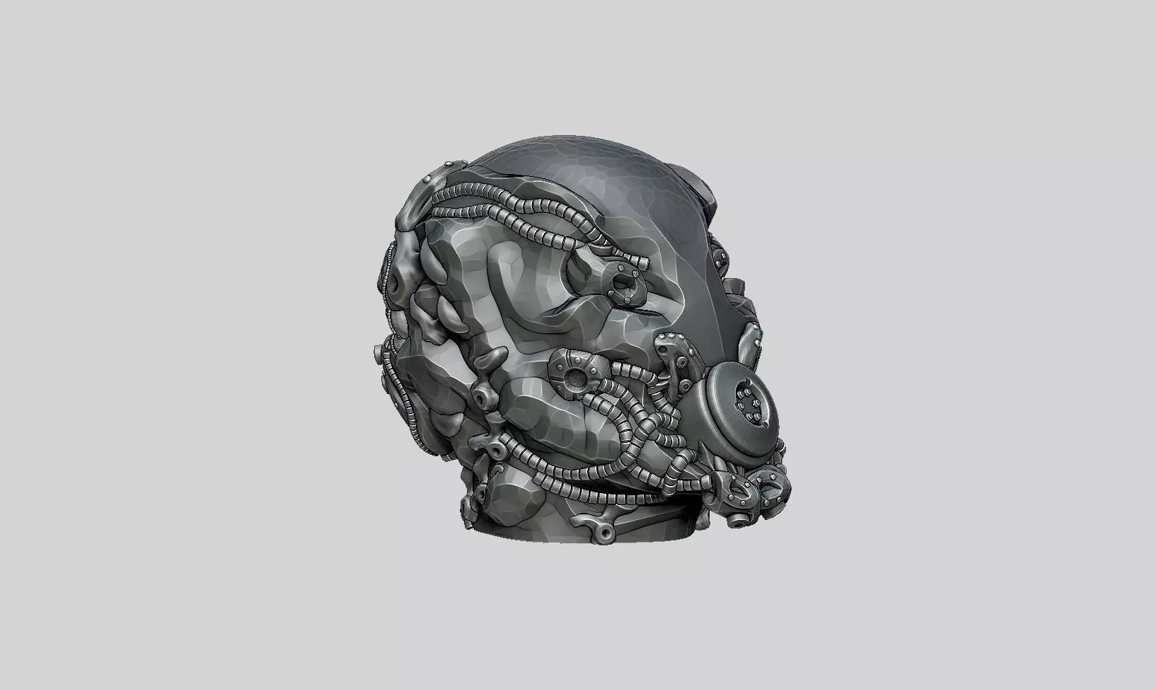 Robot head headdphone Stand Cyborg Headset Stand a400 3D print model_3