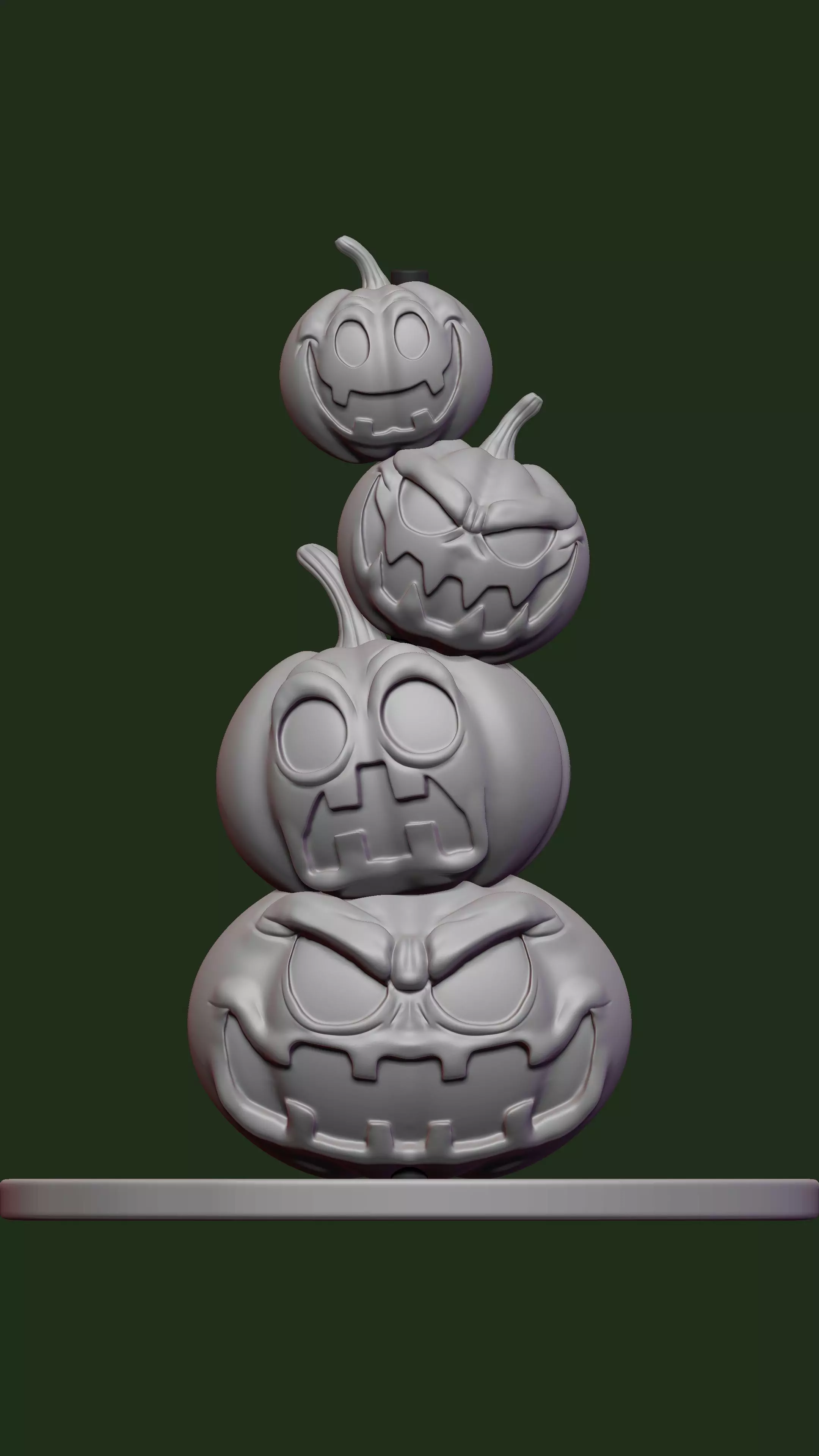 Four pumpkins 3D print model_10