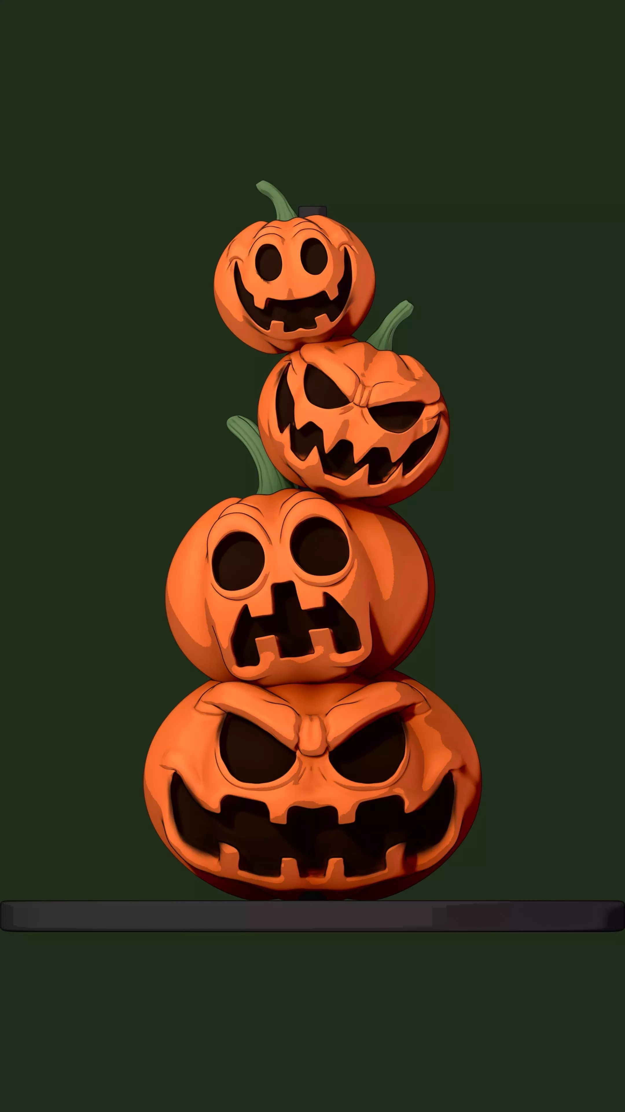 Four pumpkins 3D print model_0