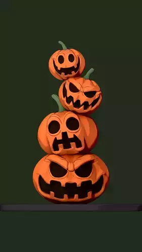 Four pumpkins 3D print model Four pumpkins 3D print model