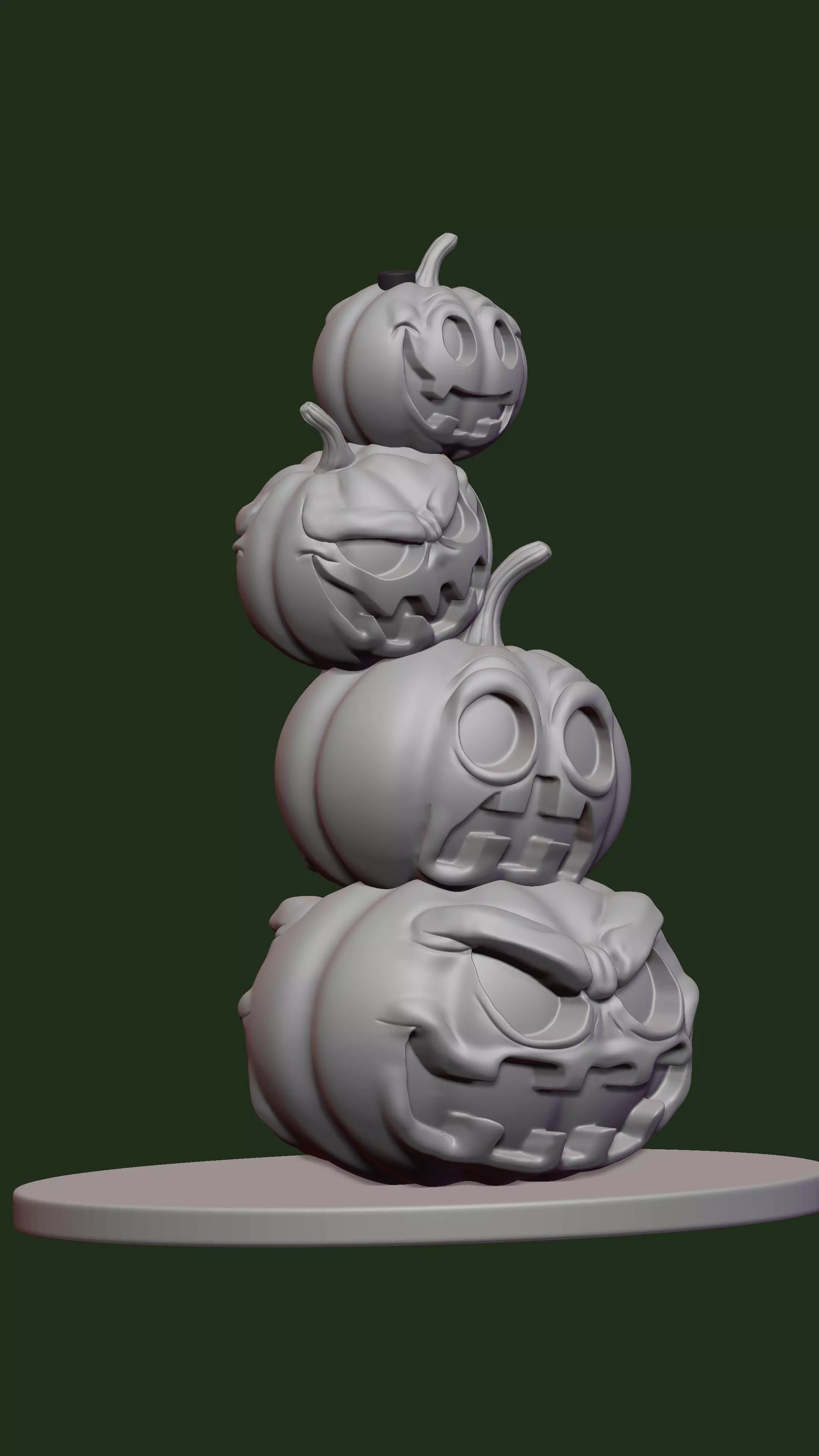 Four pumpkins 3D print model_3