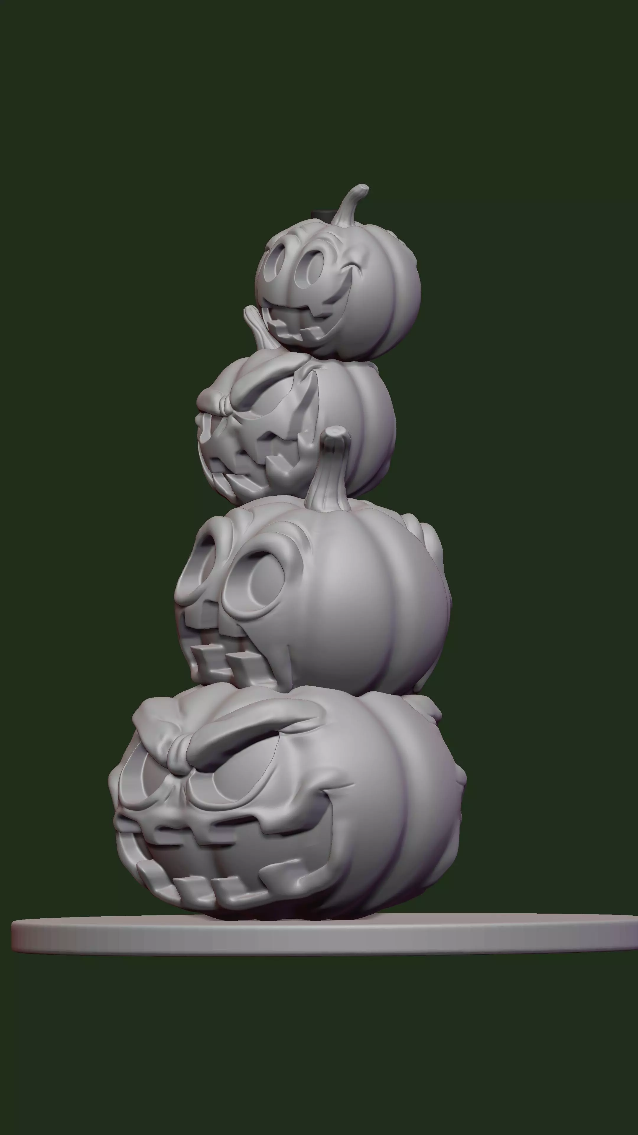 Four pumpkins 3D print model_5